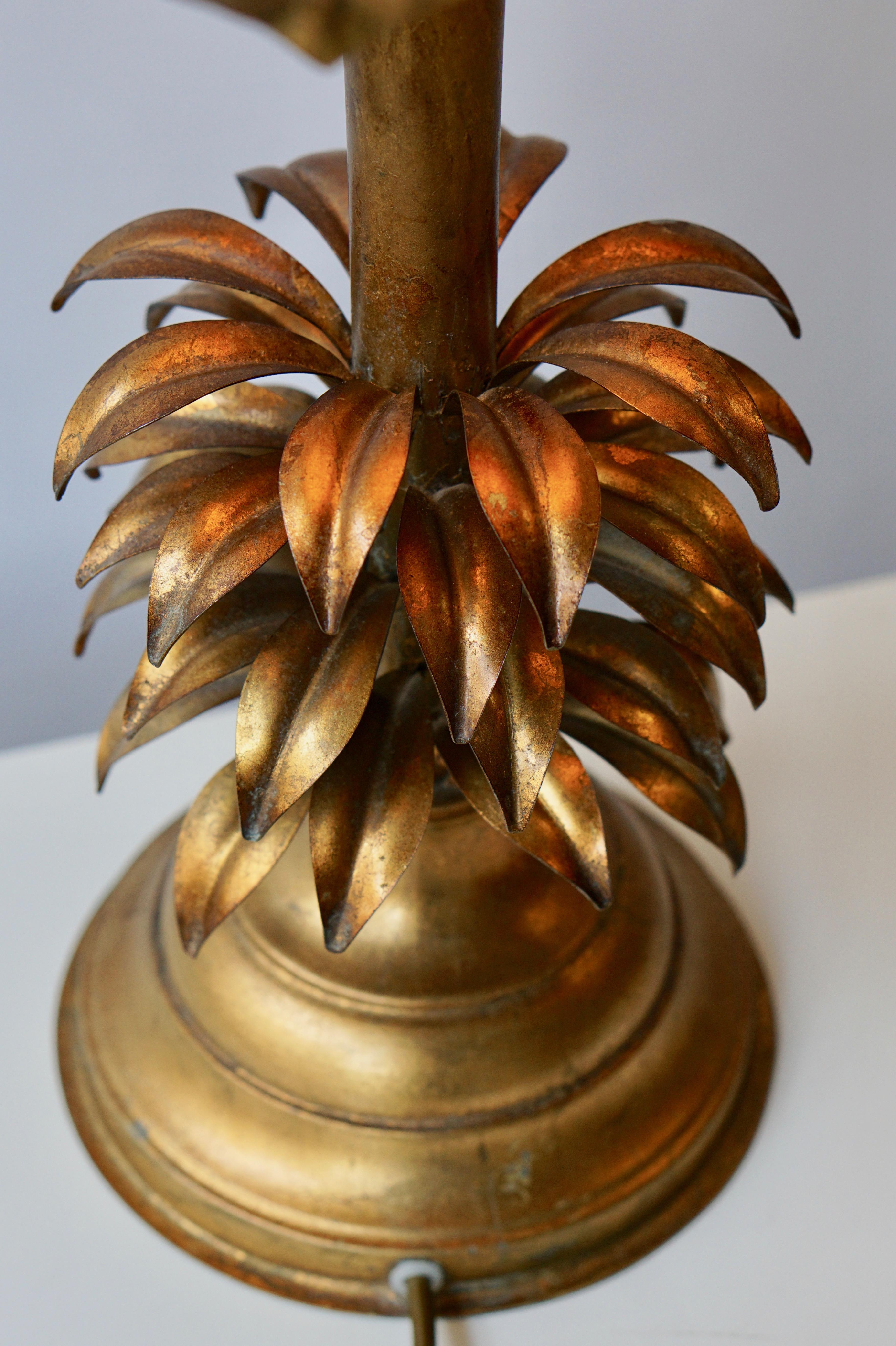 One of Two Gilt Metal Palm Tree Lamp 2