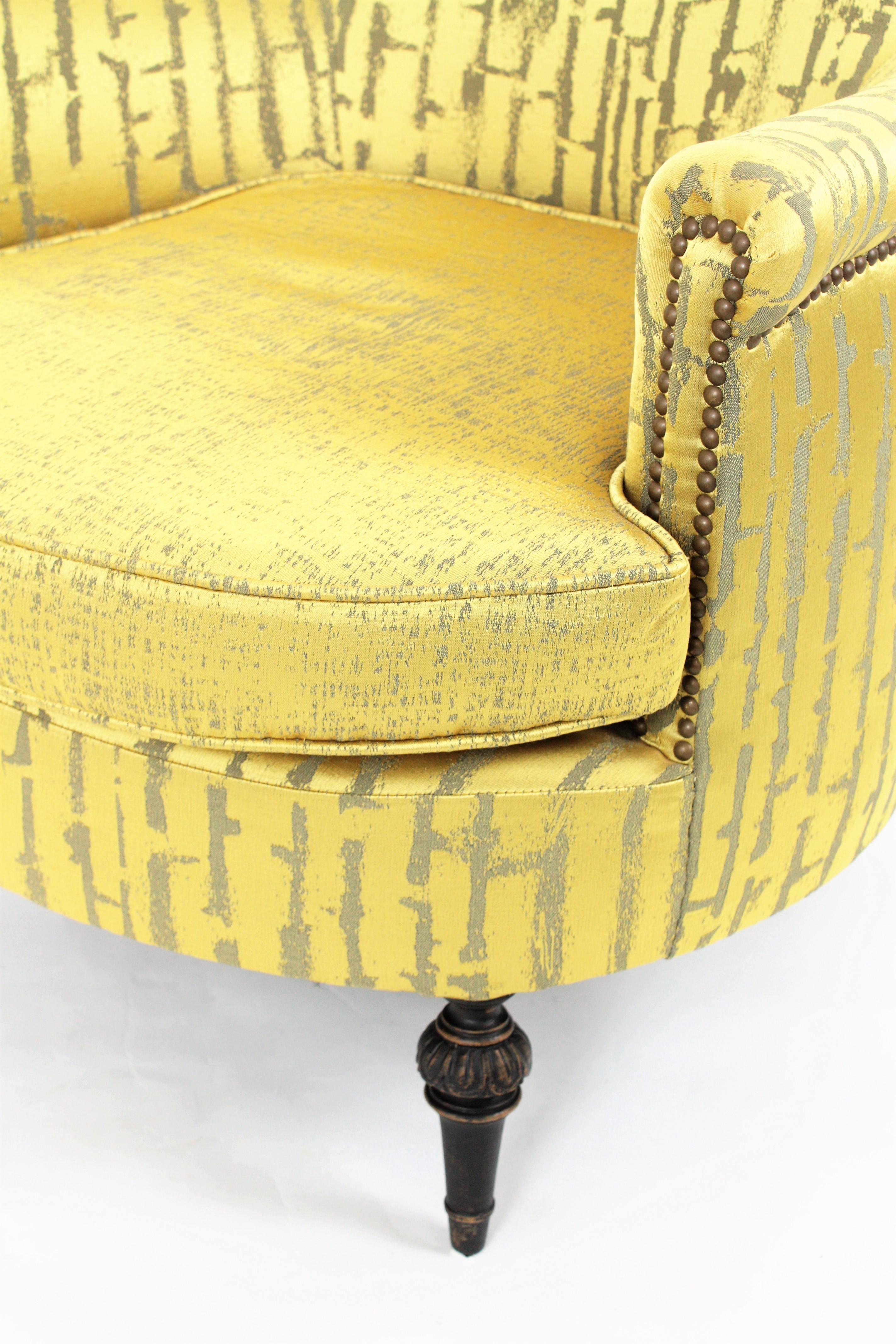 French 1930s Louis XVI Style Armchair in Damask Modern Fabric 6