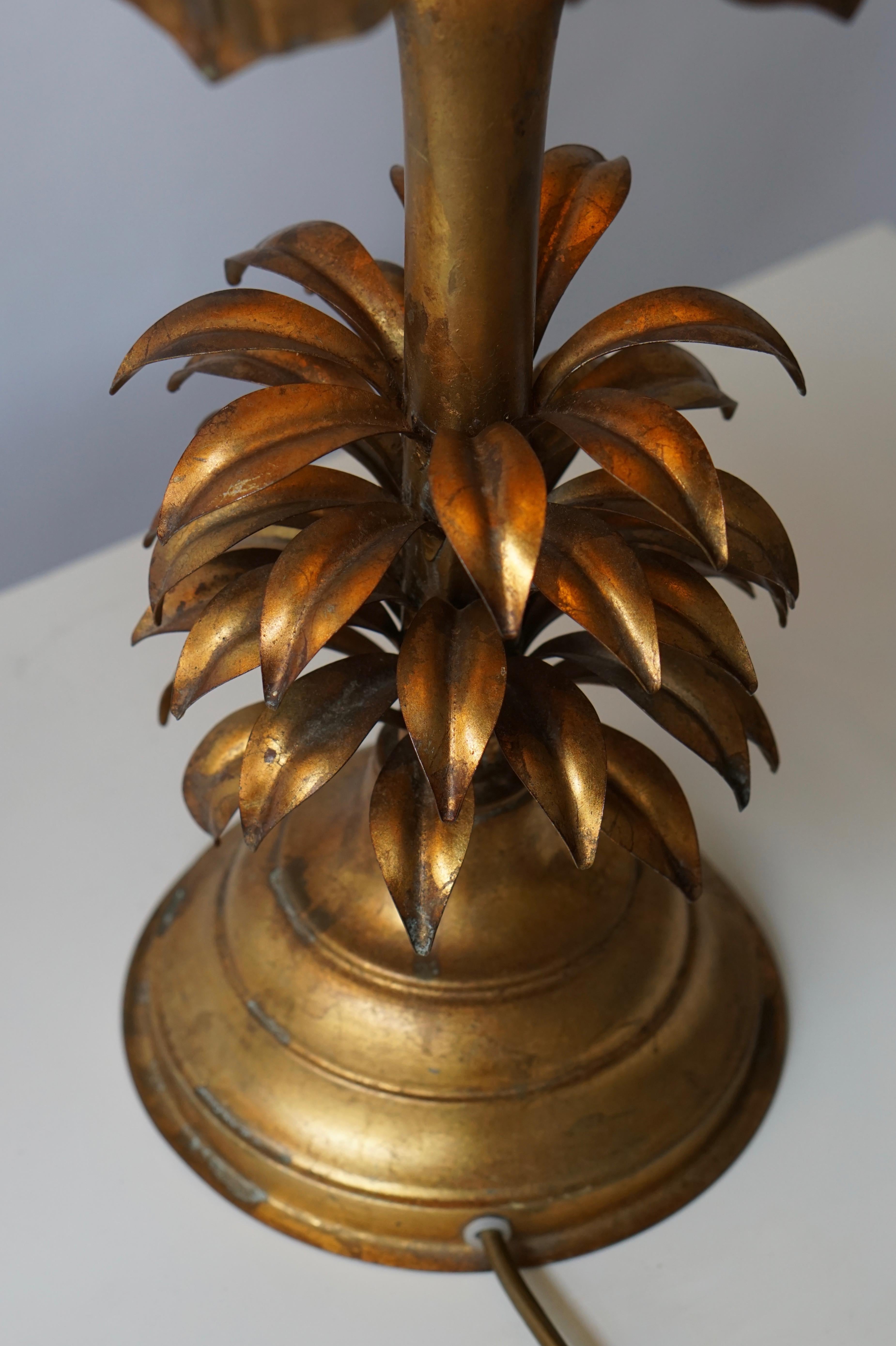 One of Two Gilt Metal Palm Tree Lamp 3
