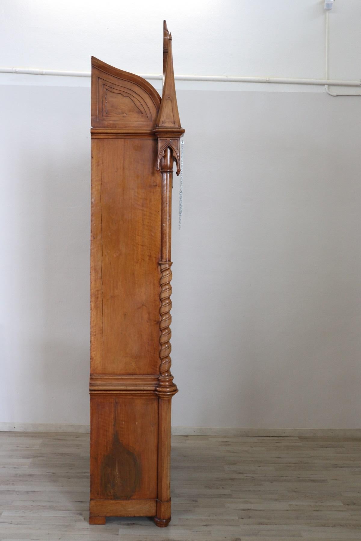 19th Century French Gothic Style Walnut Carved Bookcase or Sideboard 11
