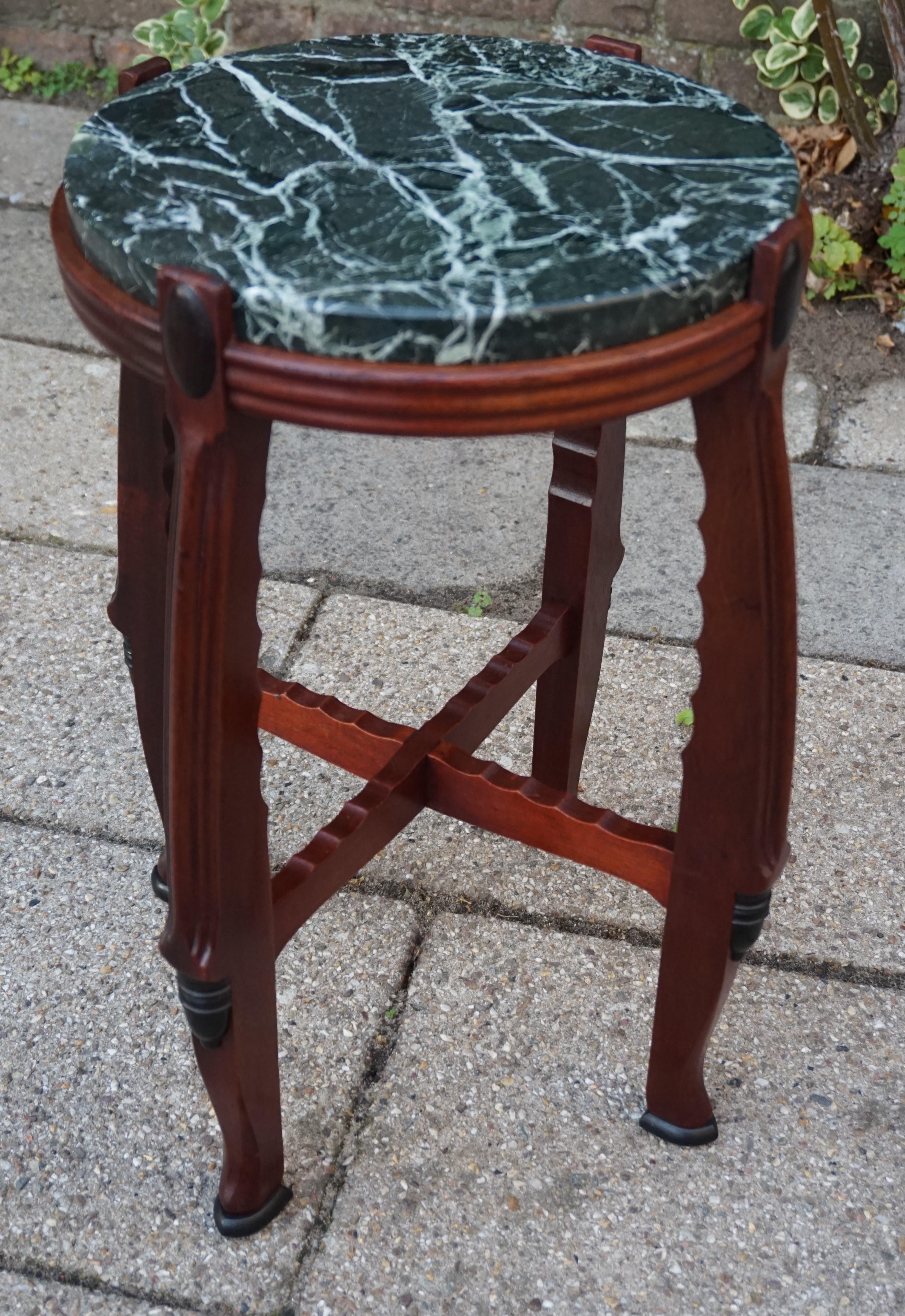 Dutch Arts & Crafts Wine Table / Pedestal Stand Max Coini Style w. Marble Top For Sale 10