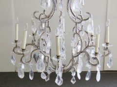 Tall French Vintage Rock Crystal Birdcage Chandelier Attributed to Bagues