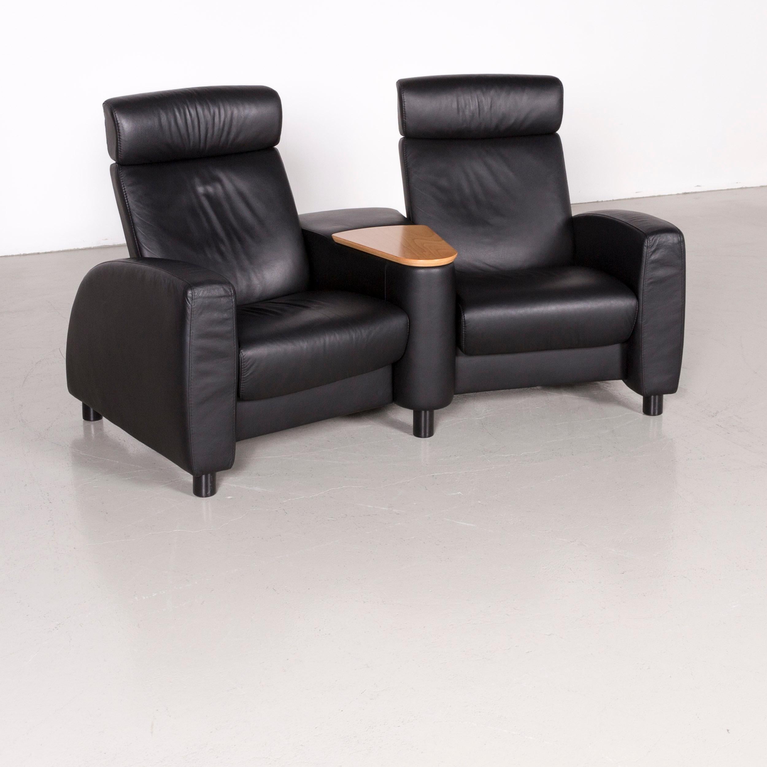 Ekornes Stressless Arion sofa black leather four-seat couch with function.