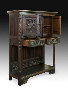 Neogothic Cupboard, Oak, 19th Century