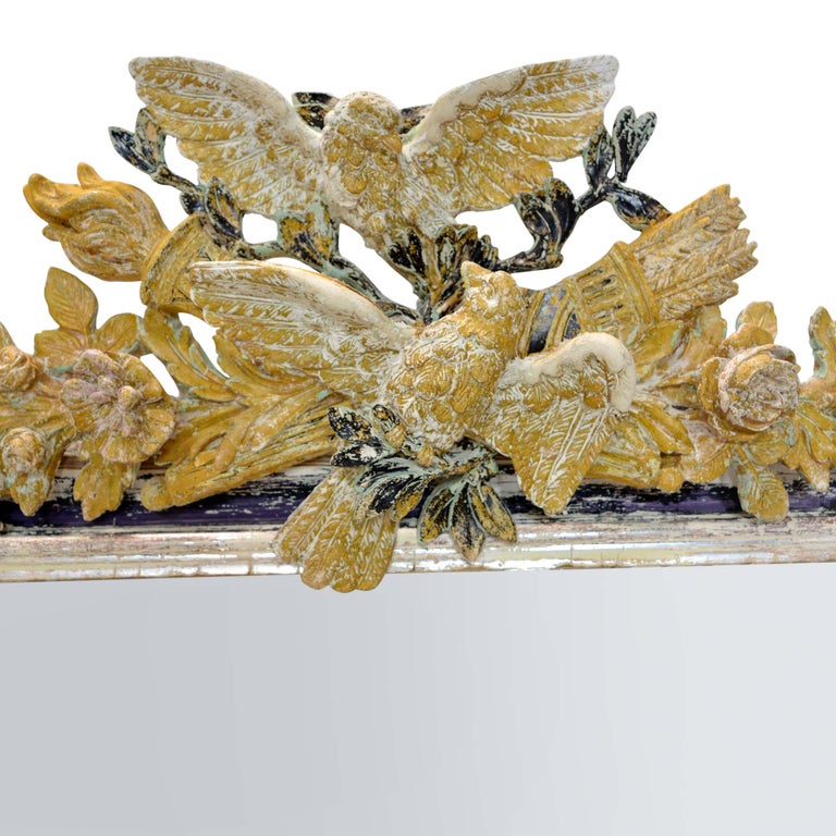 Antique 19th Century Wall Mirror with Decorative Bird Detail at 1stDibs