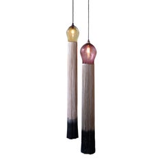 1920s Art Deco Style Contemporary Handblown Glass Pendants with Tassel