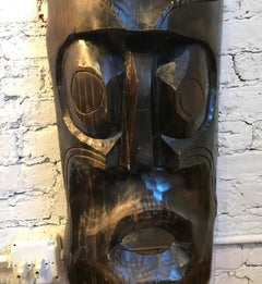 Large Carved Wood Tiki Mask