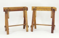 Pair of Adjustable Sawhorses, circa 1920