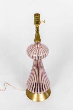 Pink Filigrana Aventurine Glass Murano Lamp