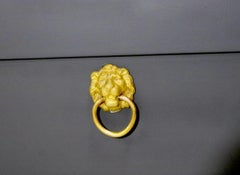 MCM Chalkboard Painted Wood Chest with Brass Lion Head Pull