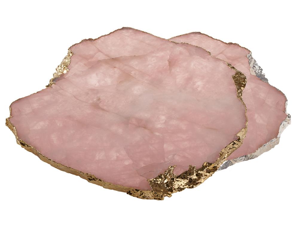 Other Kiva Medium Platter in Rose Quartz and Pure Silver by Anna Rabinowitz For Sale