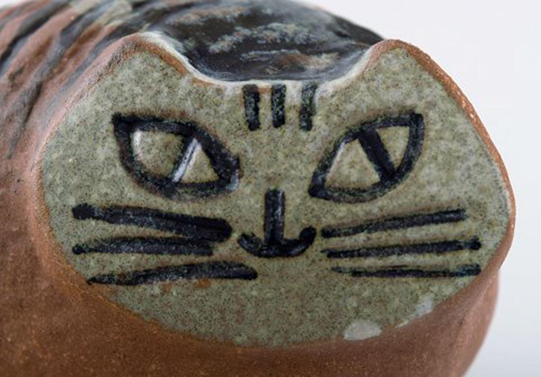 Scandinavian Modern Lisa Larson for Gustavsberg, Stoneware Figure of Lying Cat