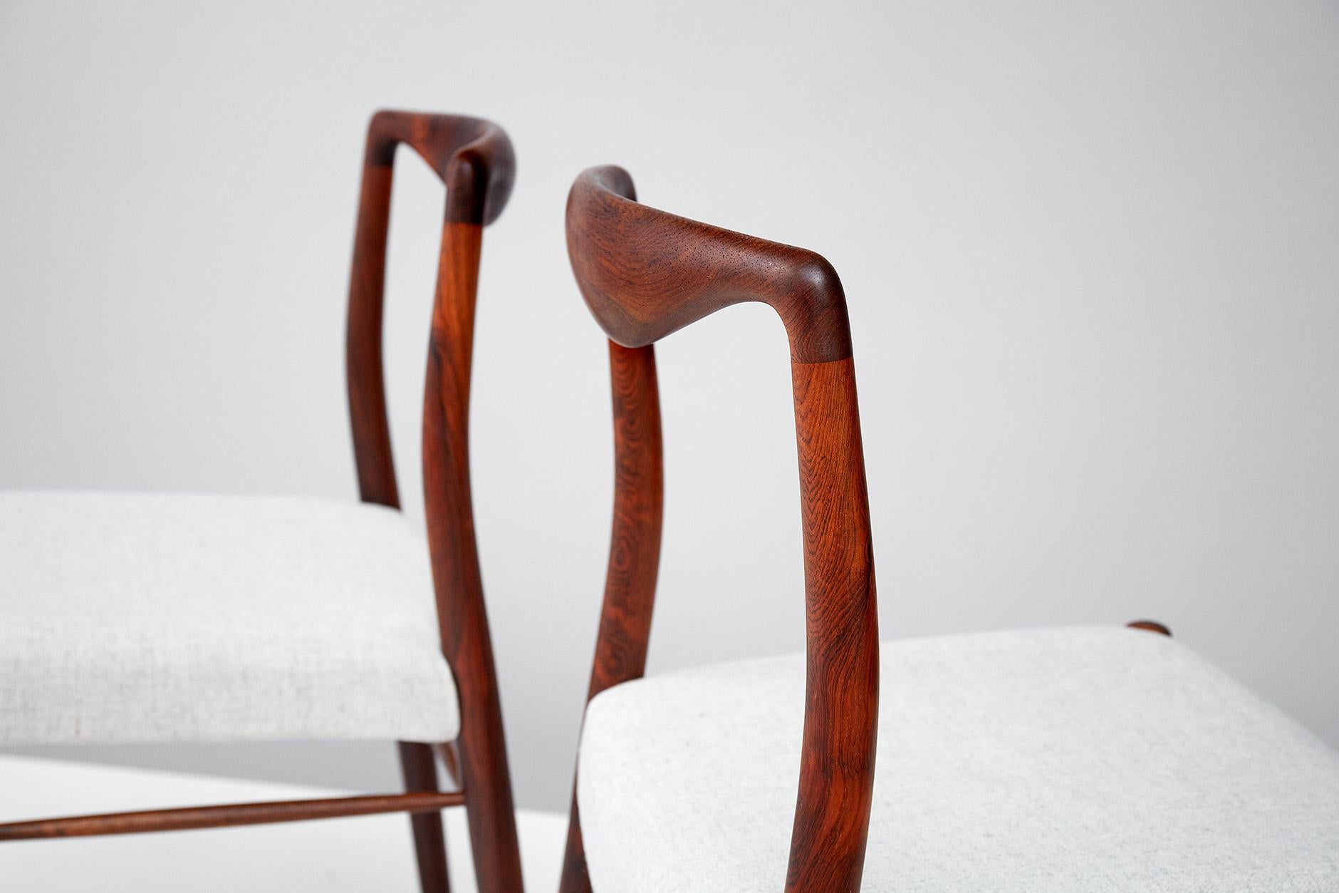 Scandinavian Modern Kai Lyngfeldt-Larsen Pair of 1960s Danish Rosewood Side Chairs