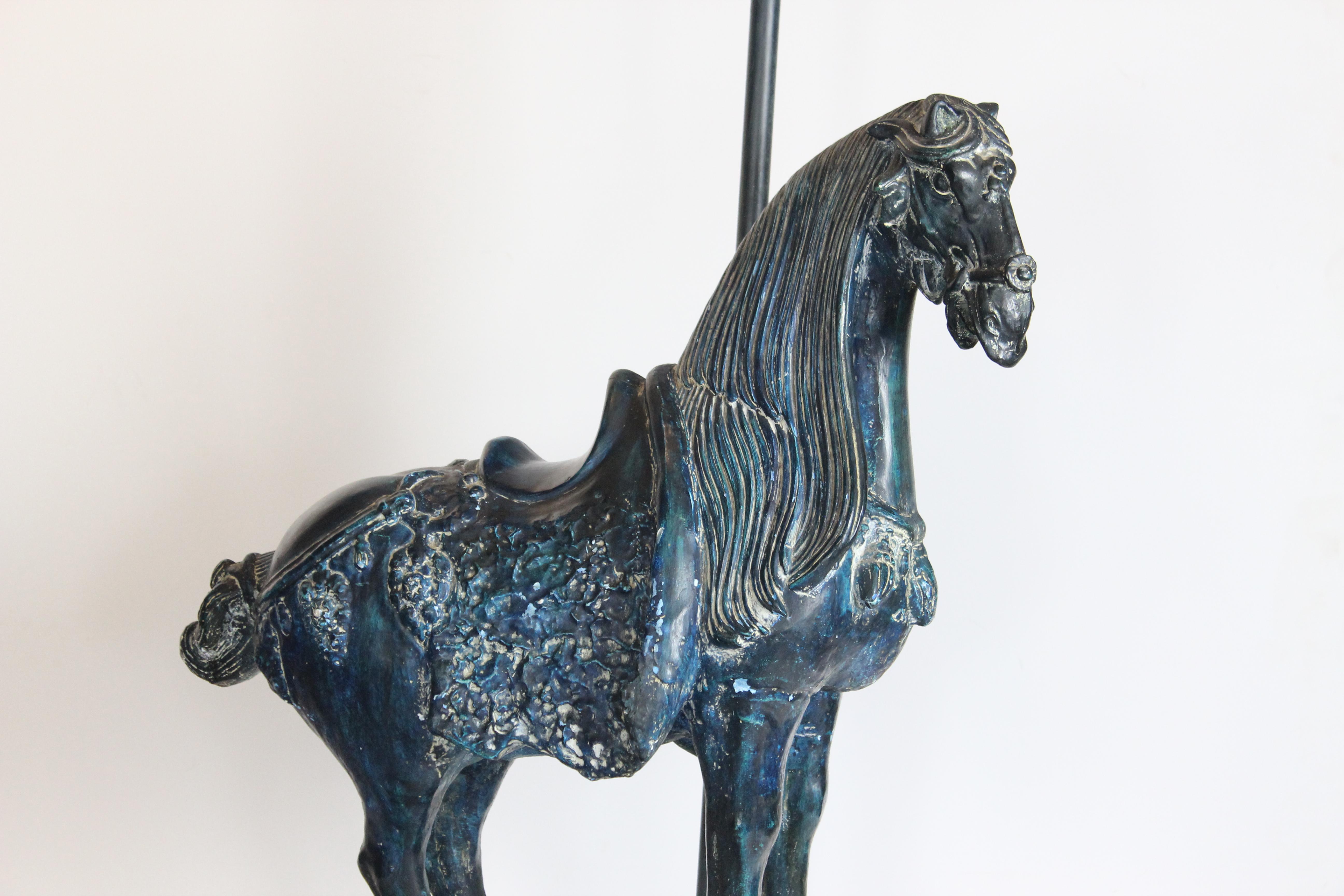 Asian Blue Horse Lamp