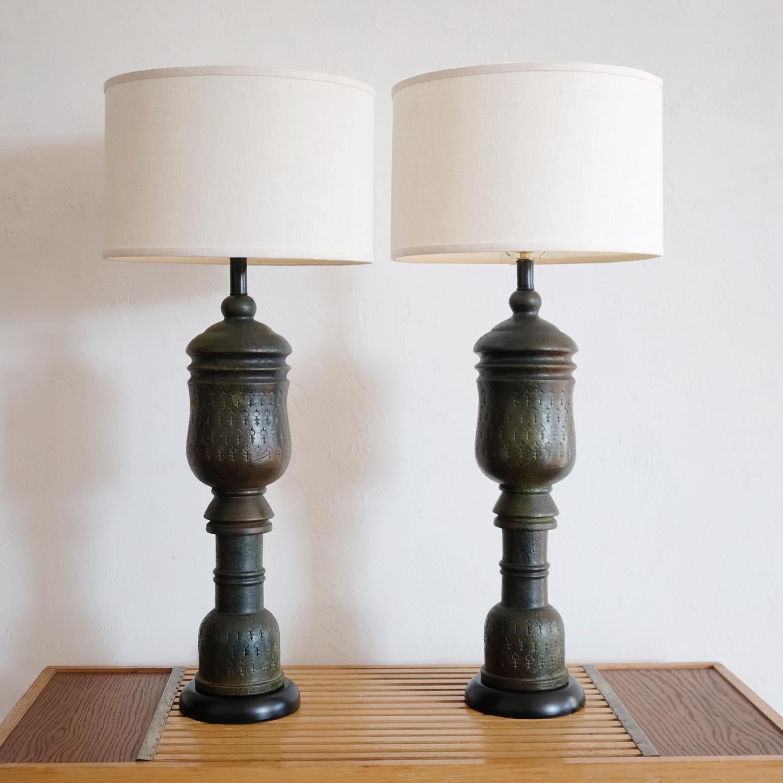 Mid-Century Modern Pair of Italian Ceramic Lamps by Bitossi, 1960s