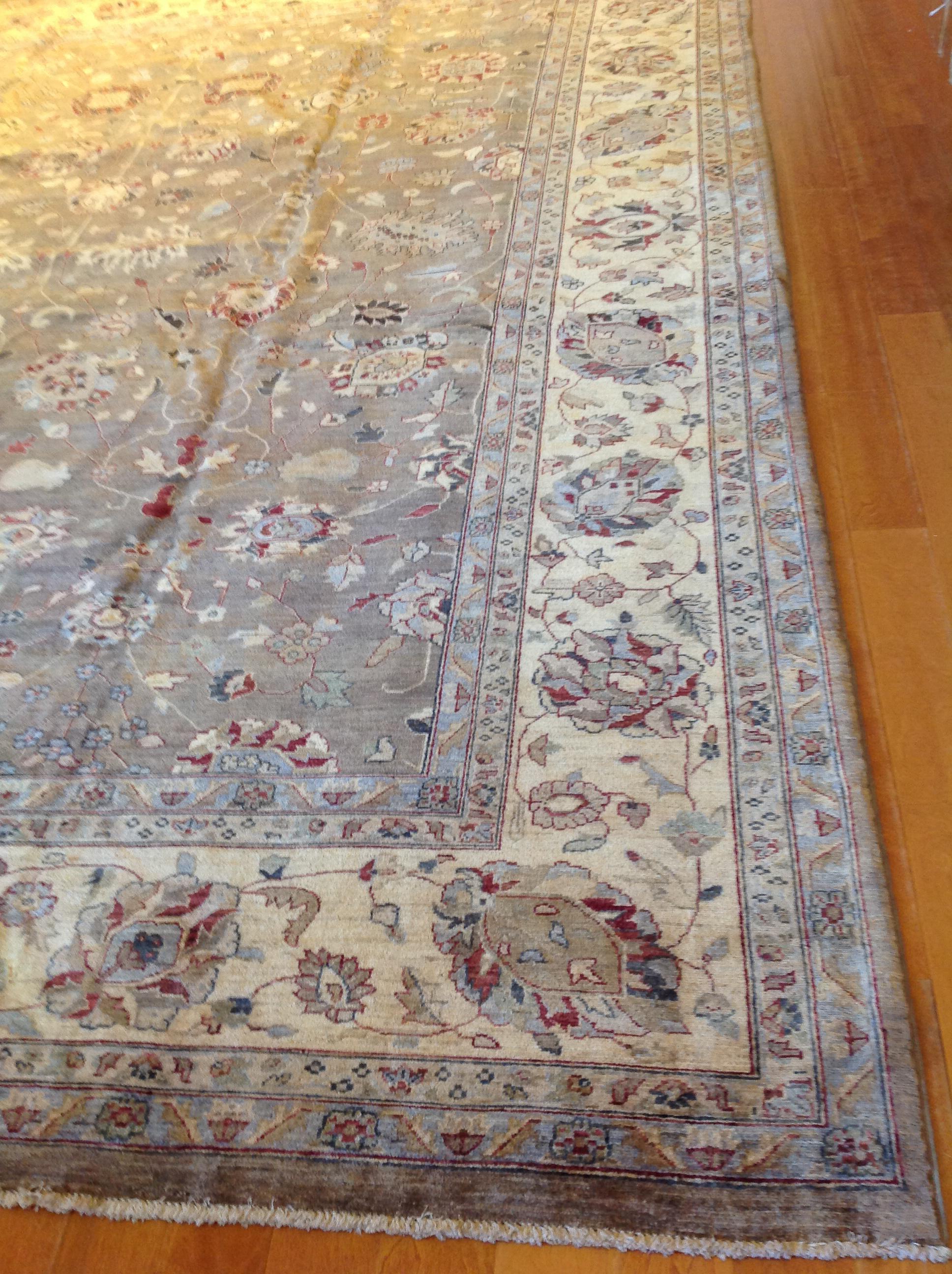 Hand-Knotted Traditional Pakistani Brown Wool Area Rug For Sale