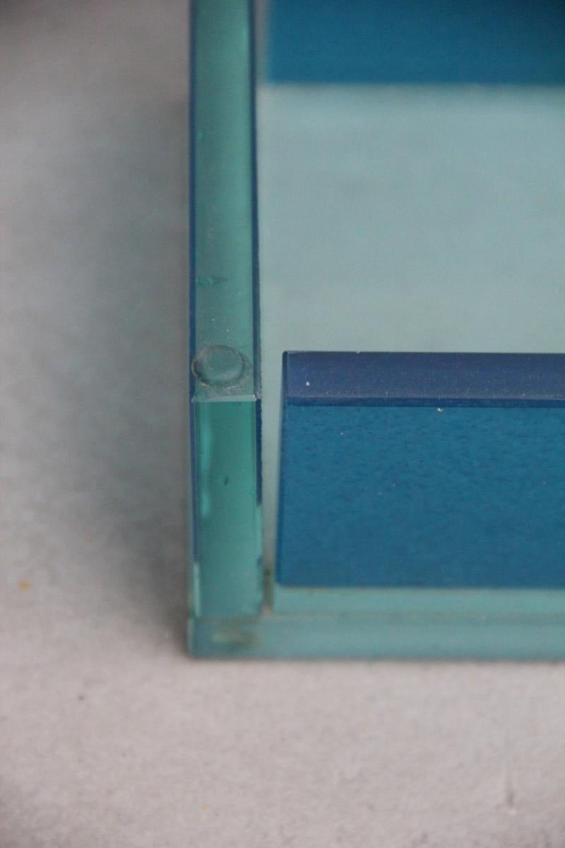 Mid-Century Modern Rectangular Box Blue Italy Design Glass Ettore Sottsass Attributed Fontana Arte