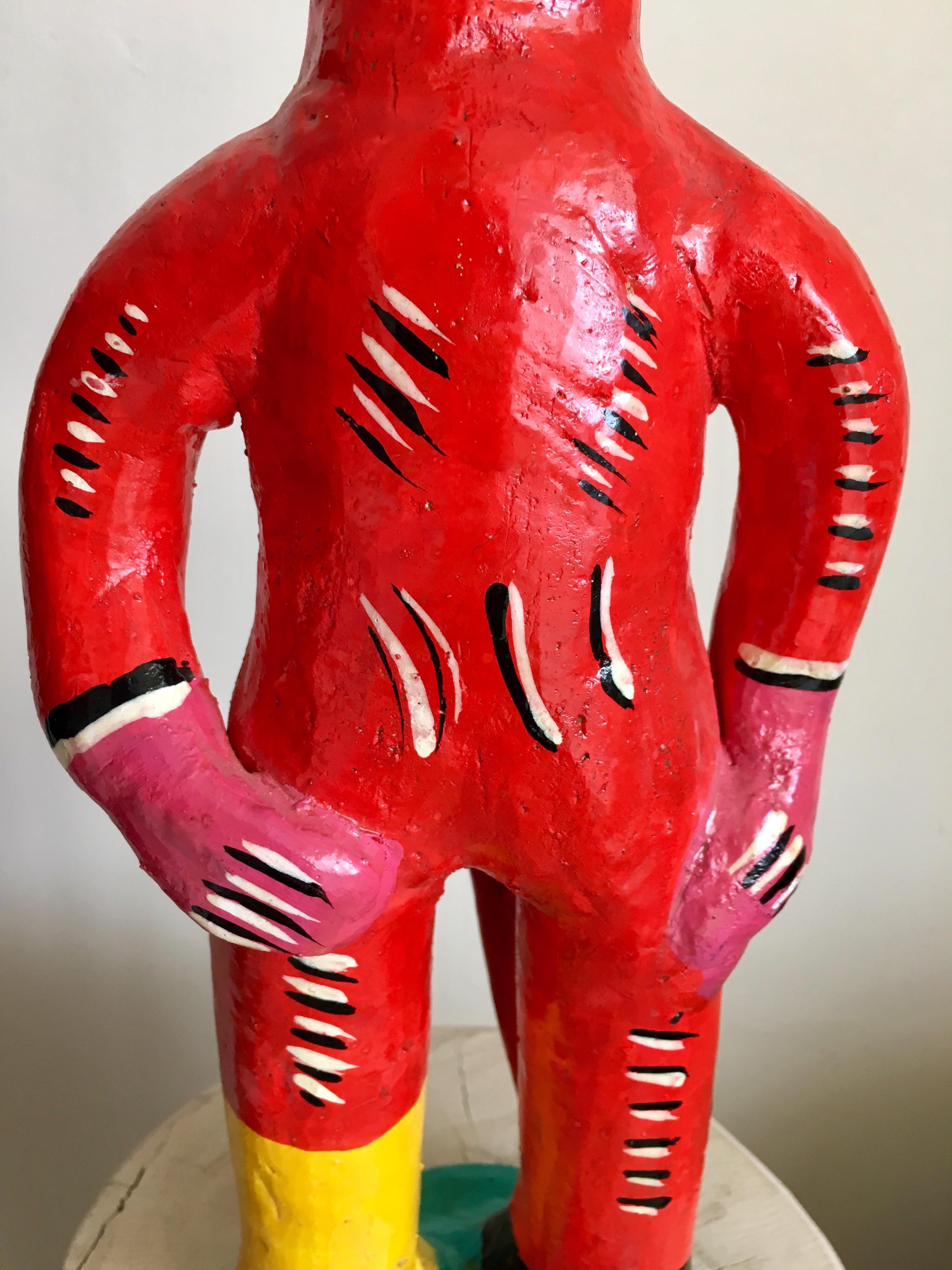 Hand-Crafted Folk Art Statue by Mexican Artist Serapio Medrano