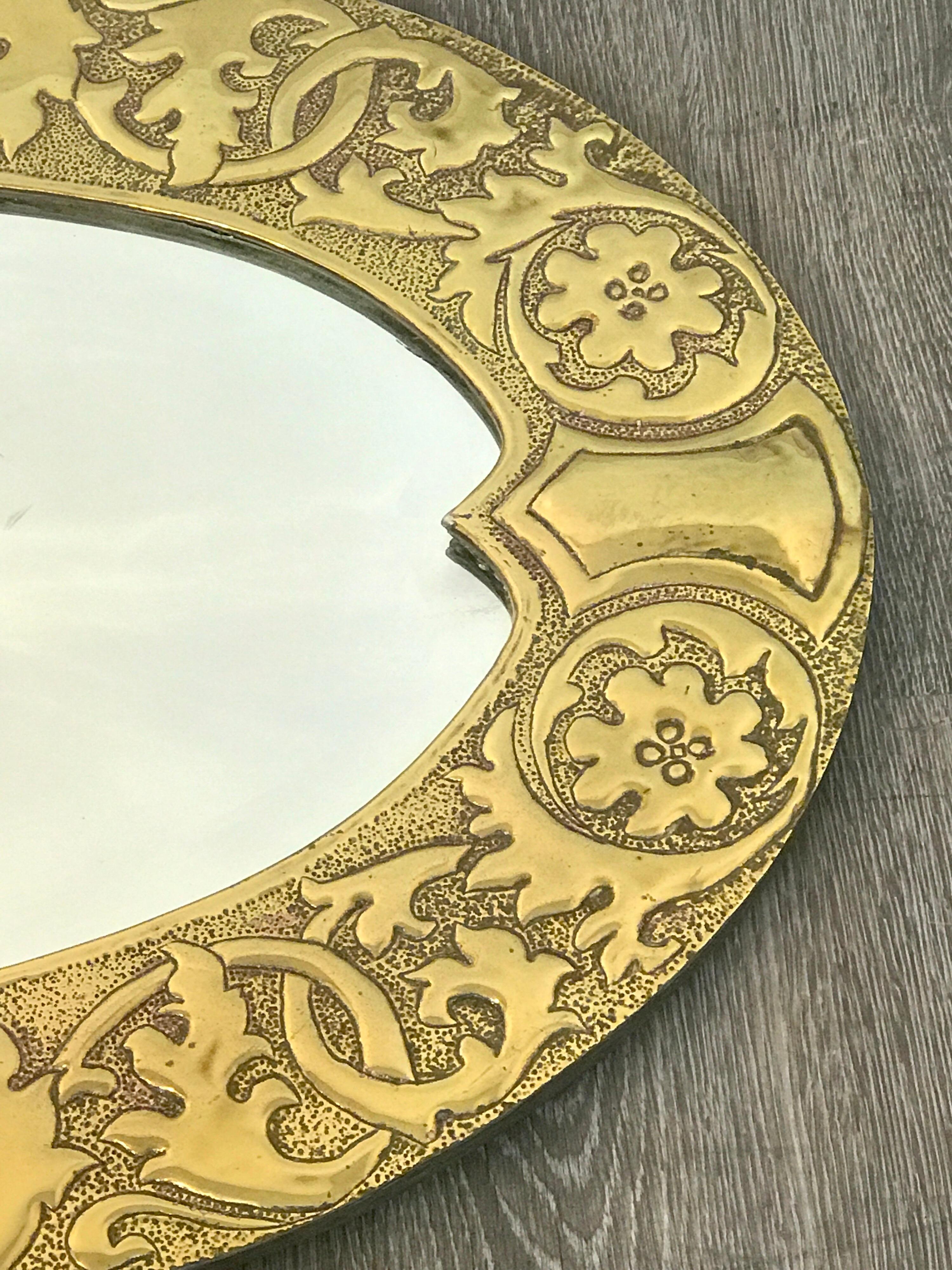 Arts and Crafts Irish Arts & Crafts Oval Brass Mirror, Attributed to the Glasgow School