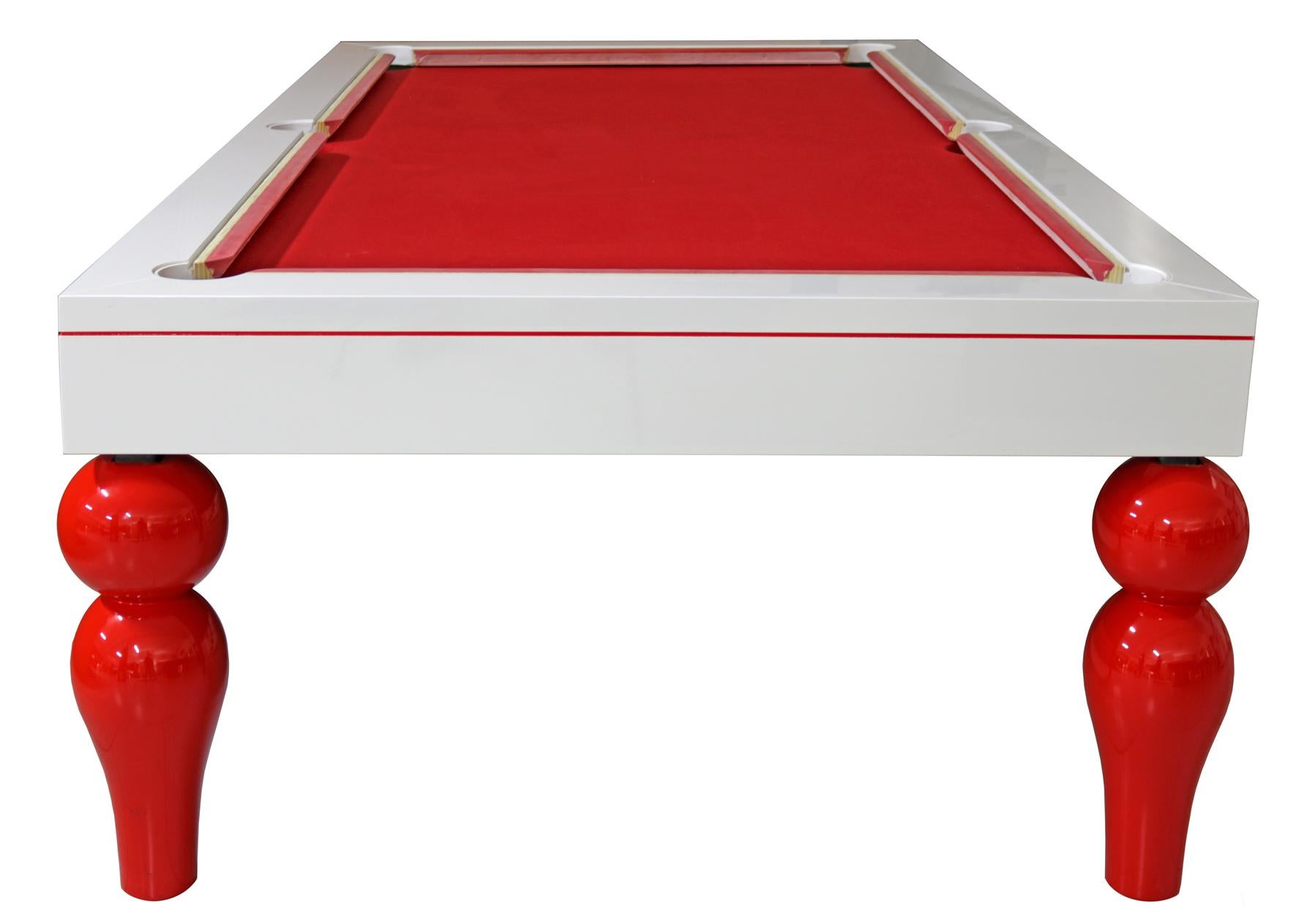 Moderner Esstisch im modernen Design Billiard Snooker Pool Ping-Pong Tisch in Weiß & Rot (Portugiesisch) im Angebot