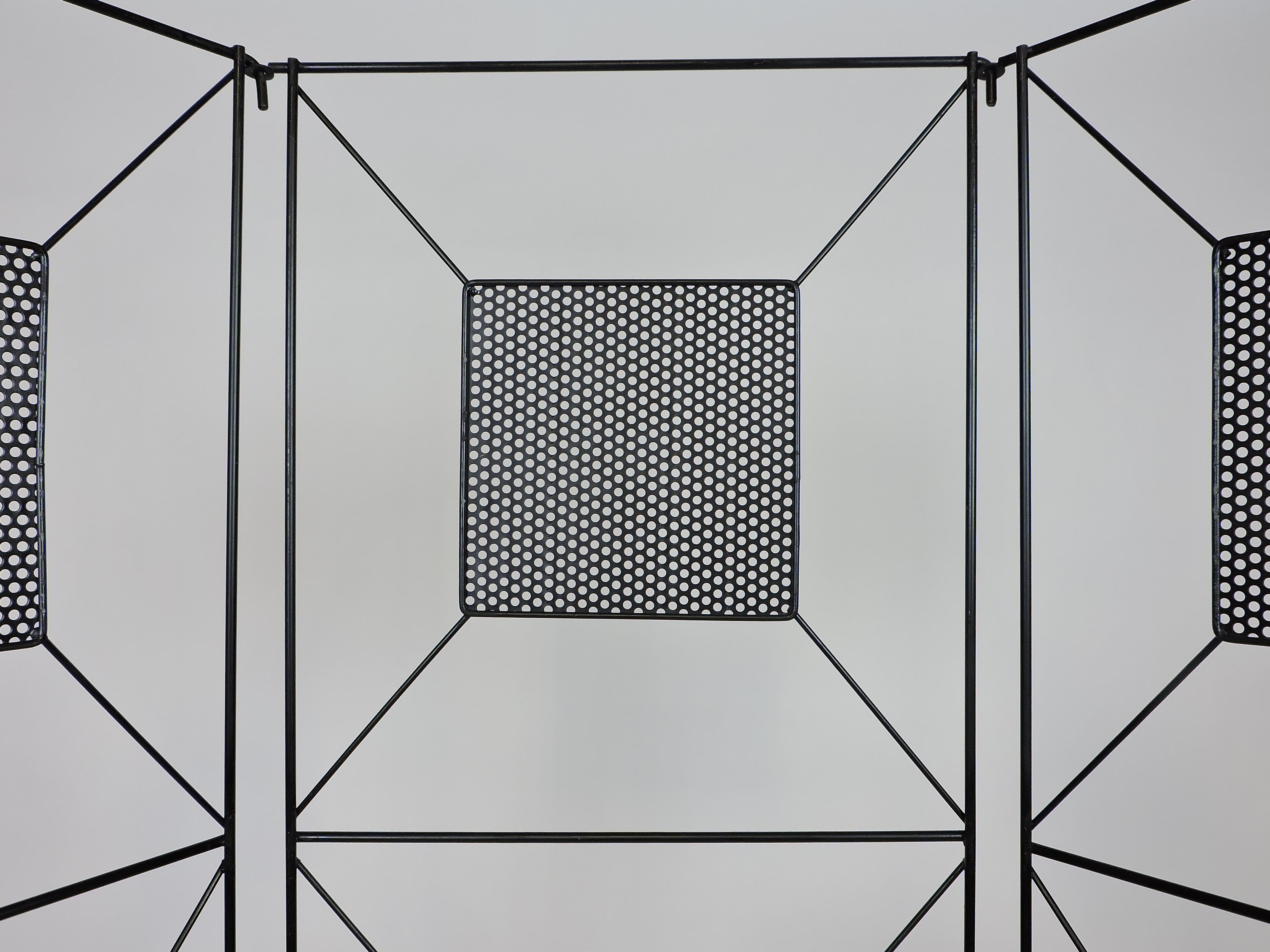 American Frederick Weinberg Mid-Century Modern Geometric Iron Screen or Room Divider