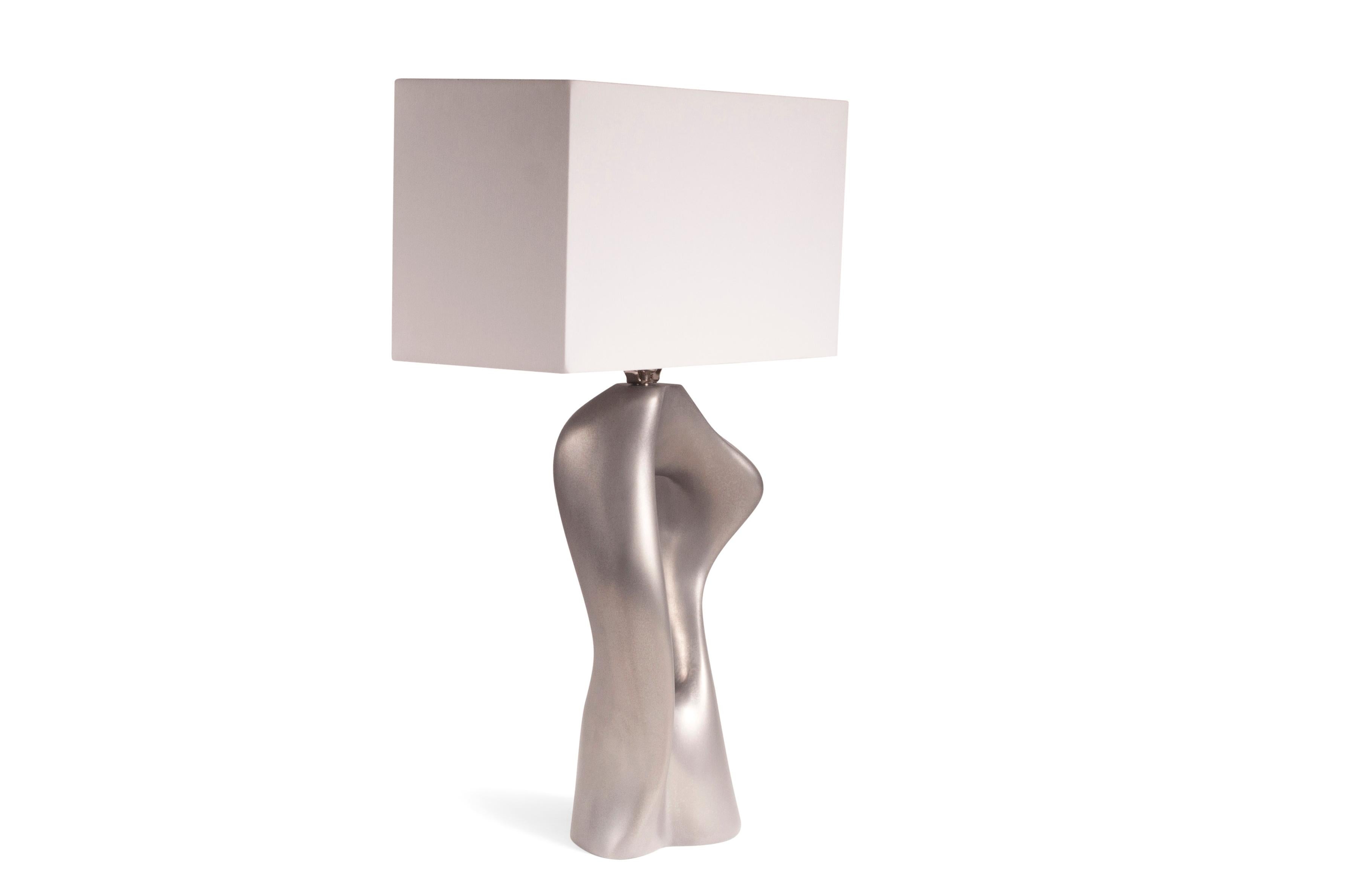 Organic Modern Amorph Vesta Table Lamp, Stainless Steel Finish