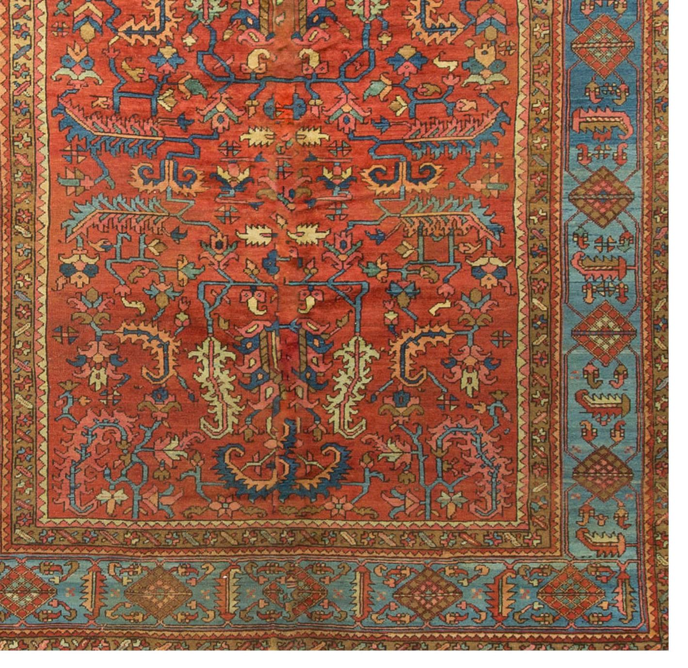 As perpetually fashionable as they are collectible, traditional Heriz rugs are skillfully woven in vibrant colors and emphatic geometric designs. This Heriz has a character all its own and will become a natural focal point in any setting.