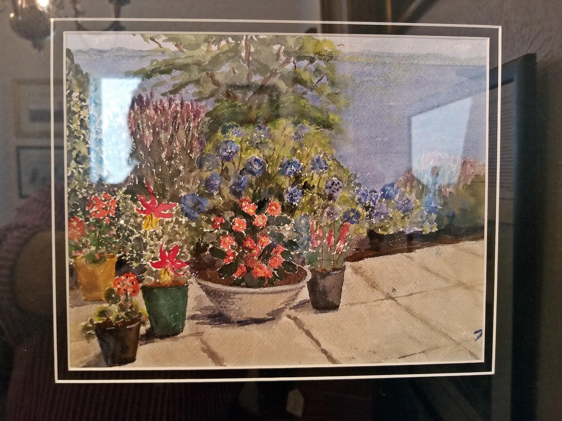 Country Irish Watercolor by M MacLoughlin of Still Life Plants For Sale