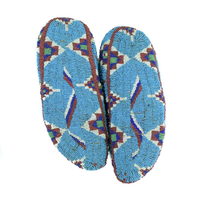 Native American Sioux Native Dragonfly Beaded Moccasins For Sale