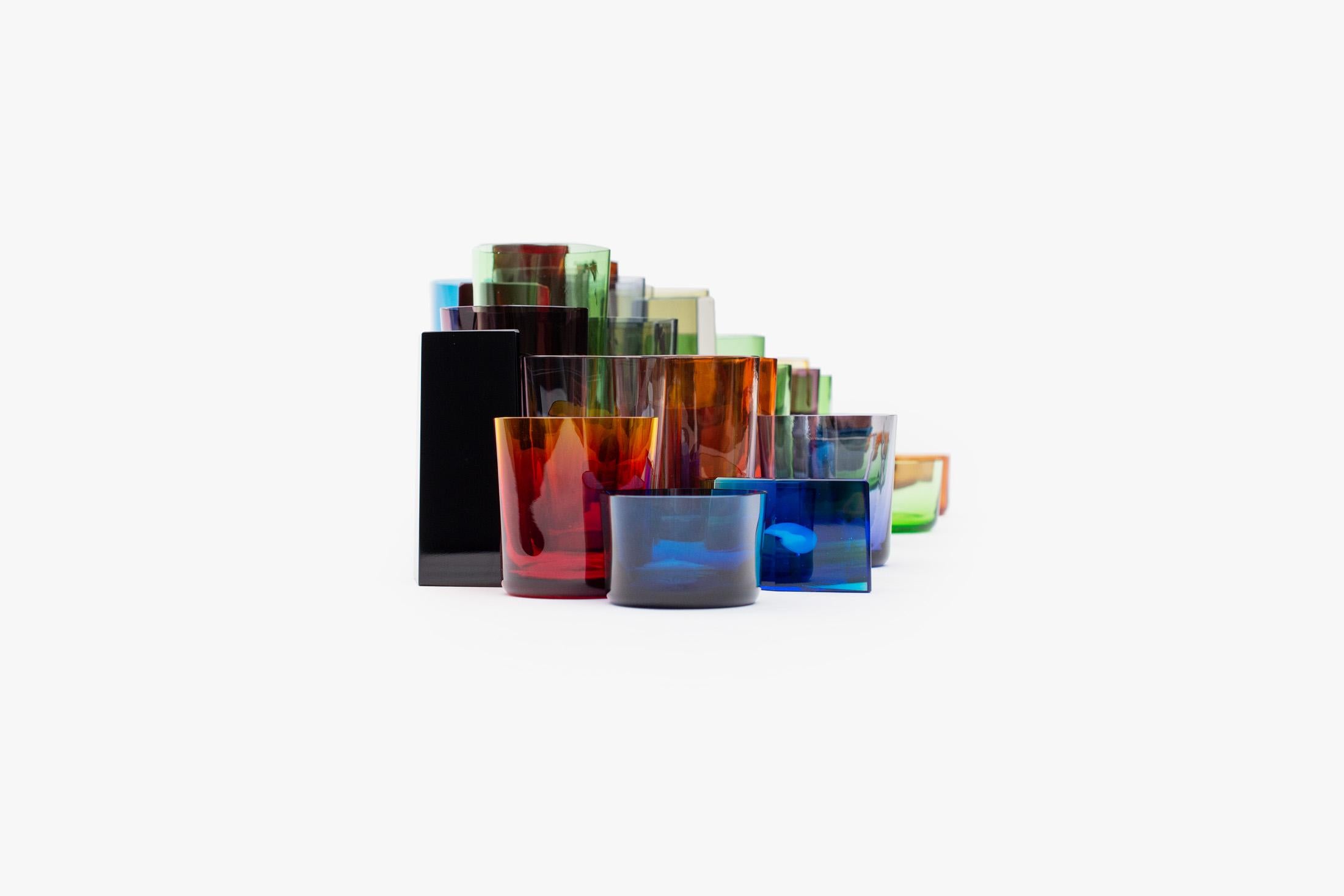 Czech Polygon Glassware by Omer Arbel For OAO Works, Geometric Blown Glass Sculpture For Sale