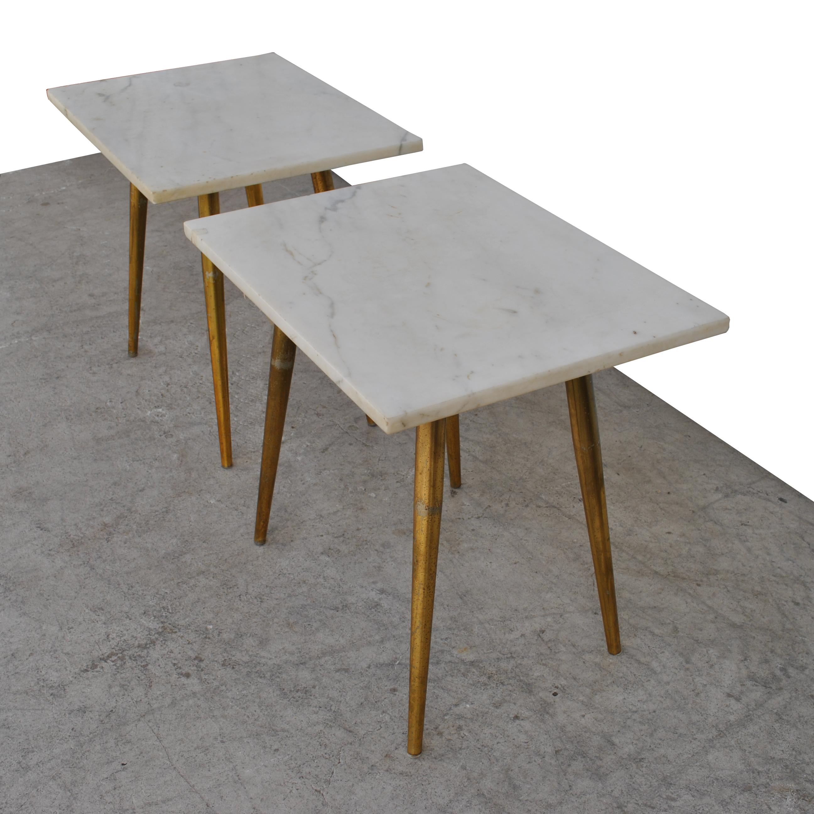 Mid-Century Modern Pair of Midcentury Marble Italian Side Tables