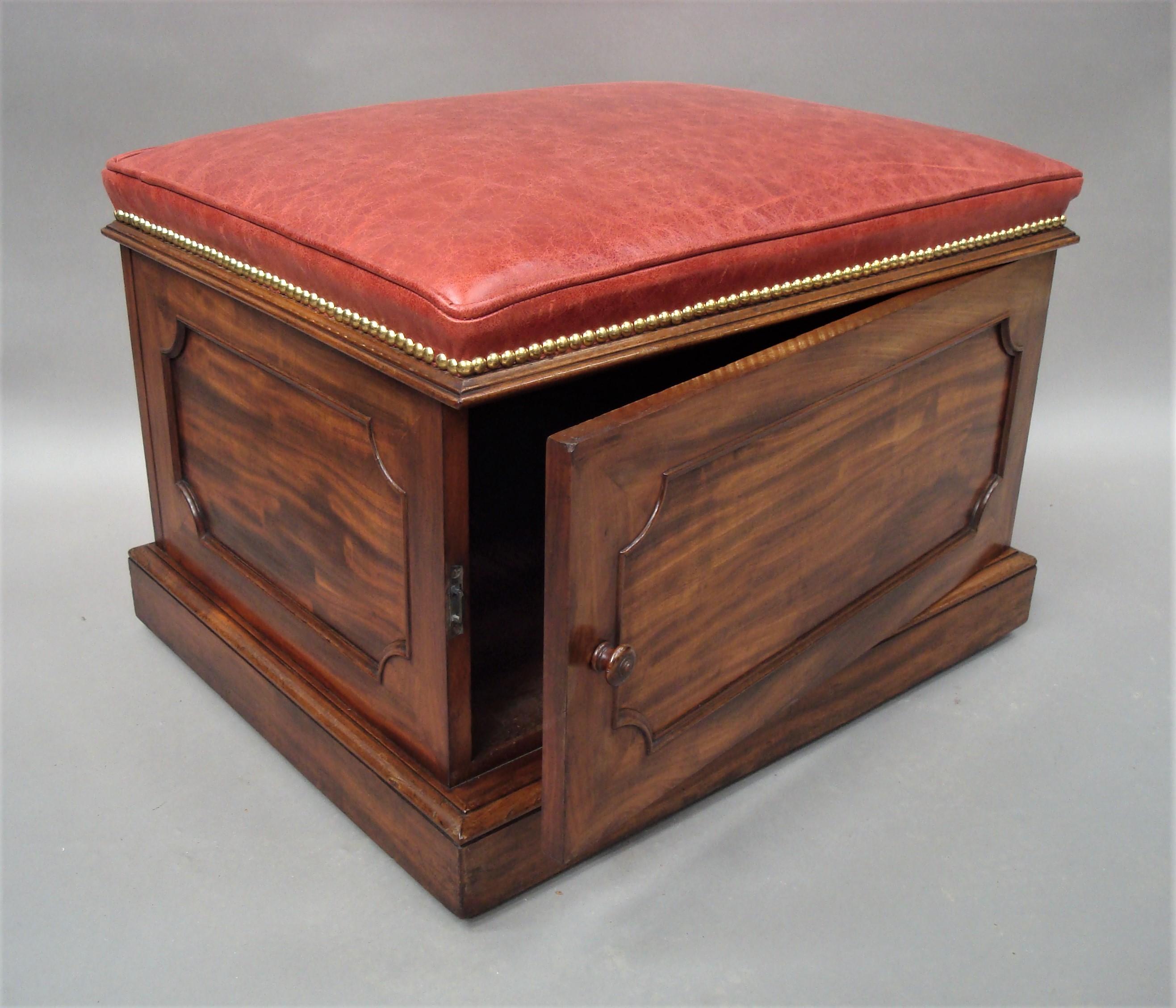 English William IV Mahogany and Leather Box Stool