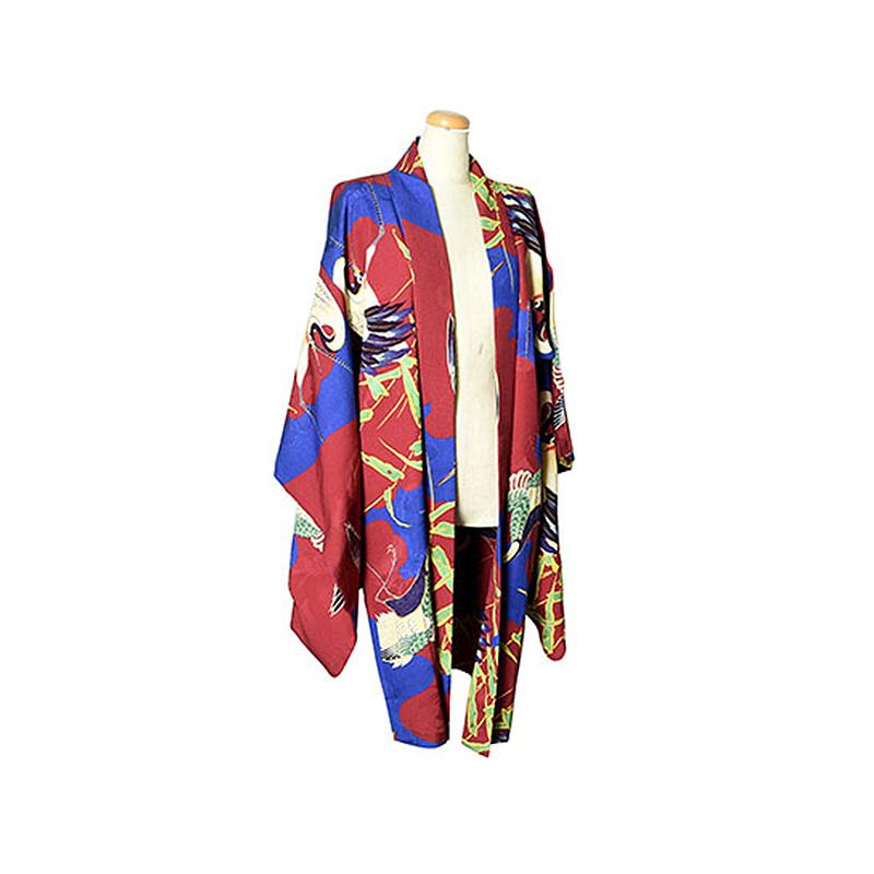 Vintage Japanese Silk Haori with Hand Painted Crane and Bamboo Motif In Good Condition In Prahran, Victoria