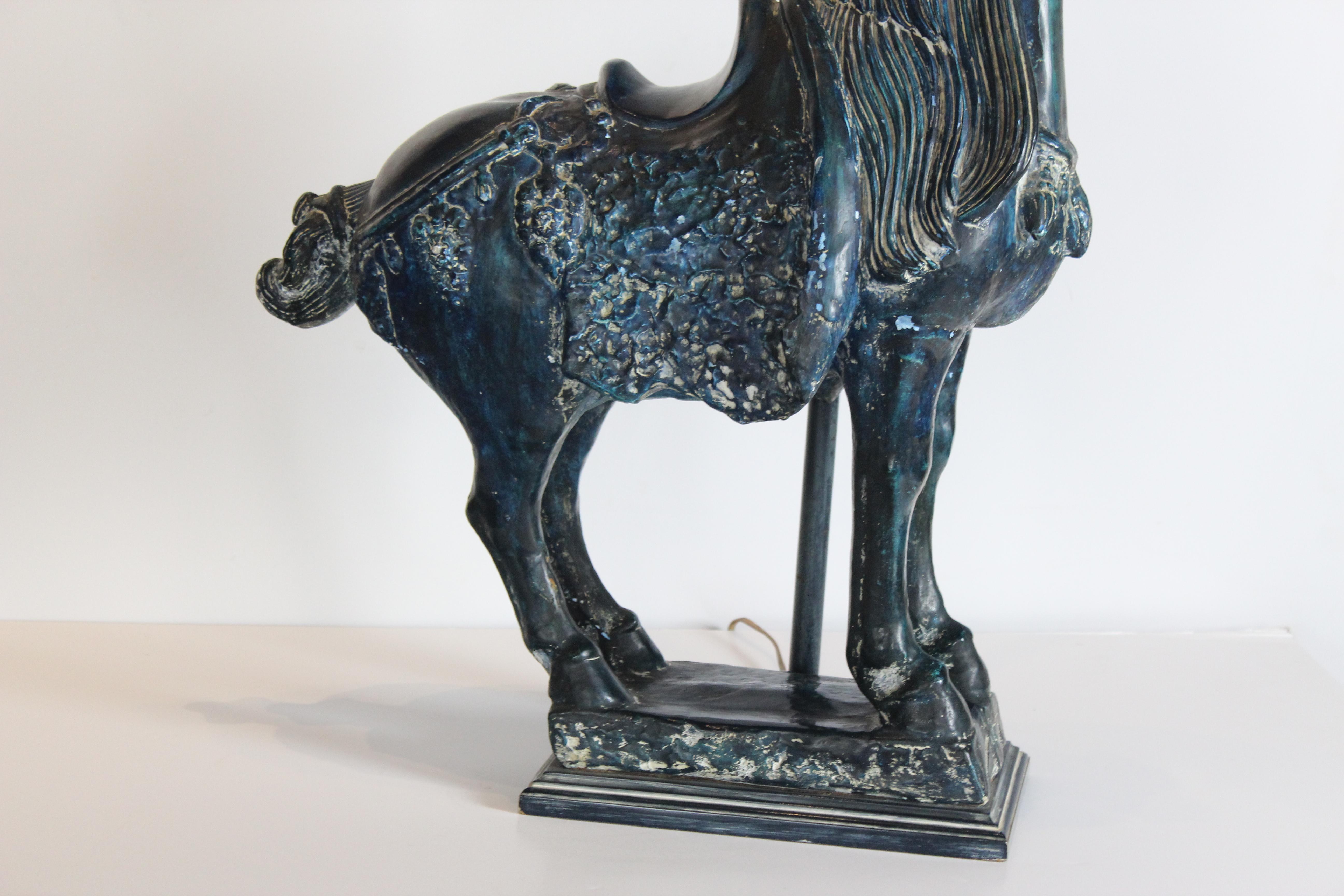 Blue Horse Lamp In Good Condition In Pomona, CA