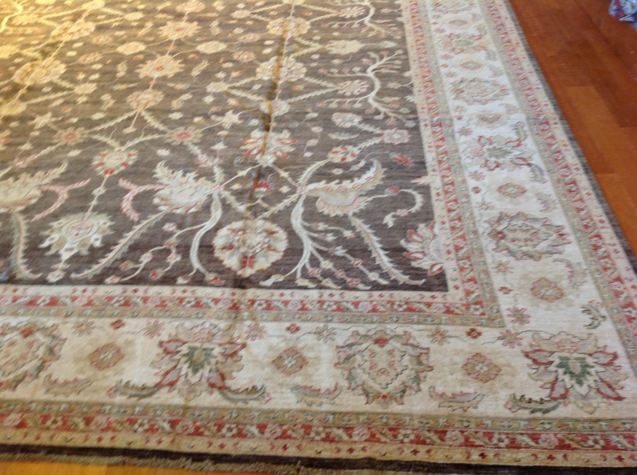 Brown Pakistani Wool Area Rug In New Condition For Sale In Los Angeles, CA