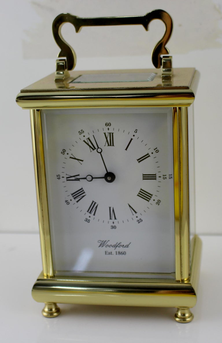 Woodford England Gold Plated Mechanical Carriage Clock For Sale at 1stDibs