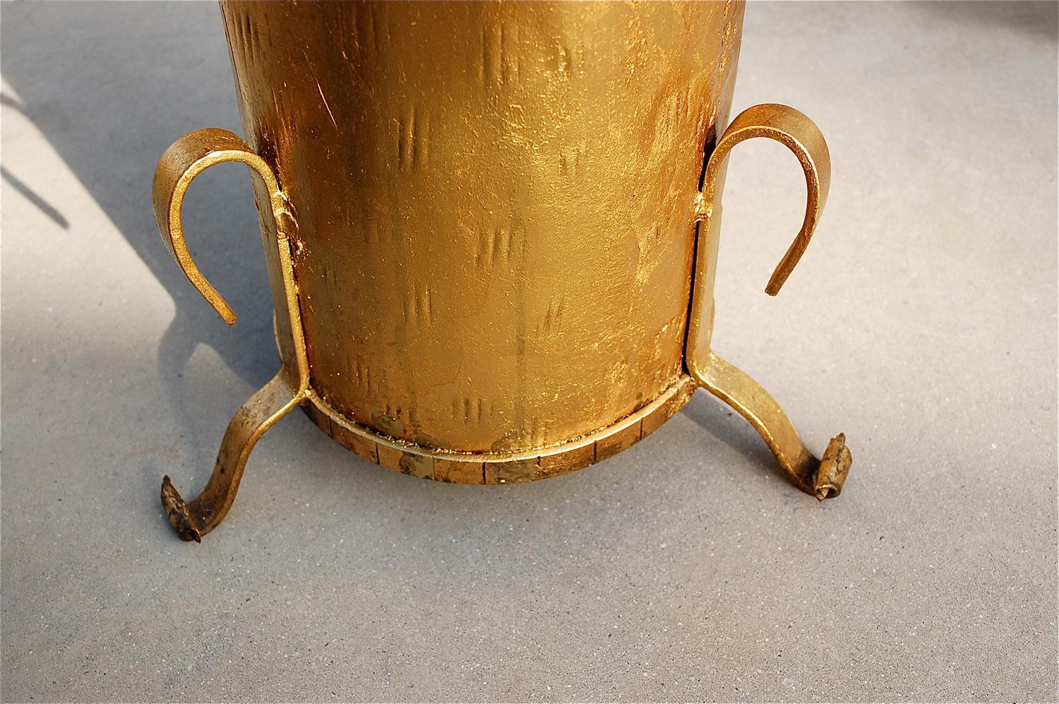 Spanish 1970s Lightly Hammered Gilded Umbrella Stand