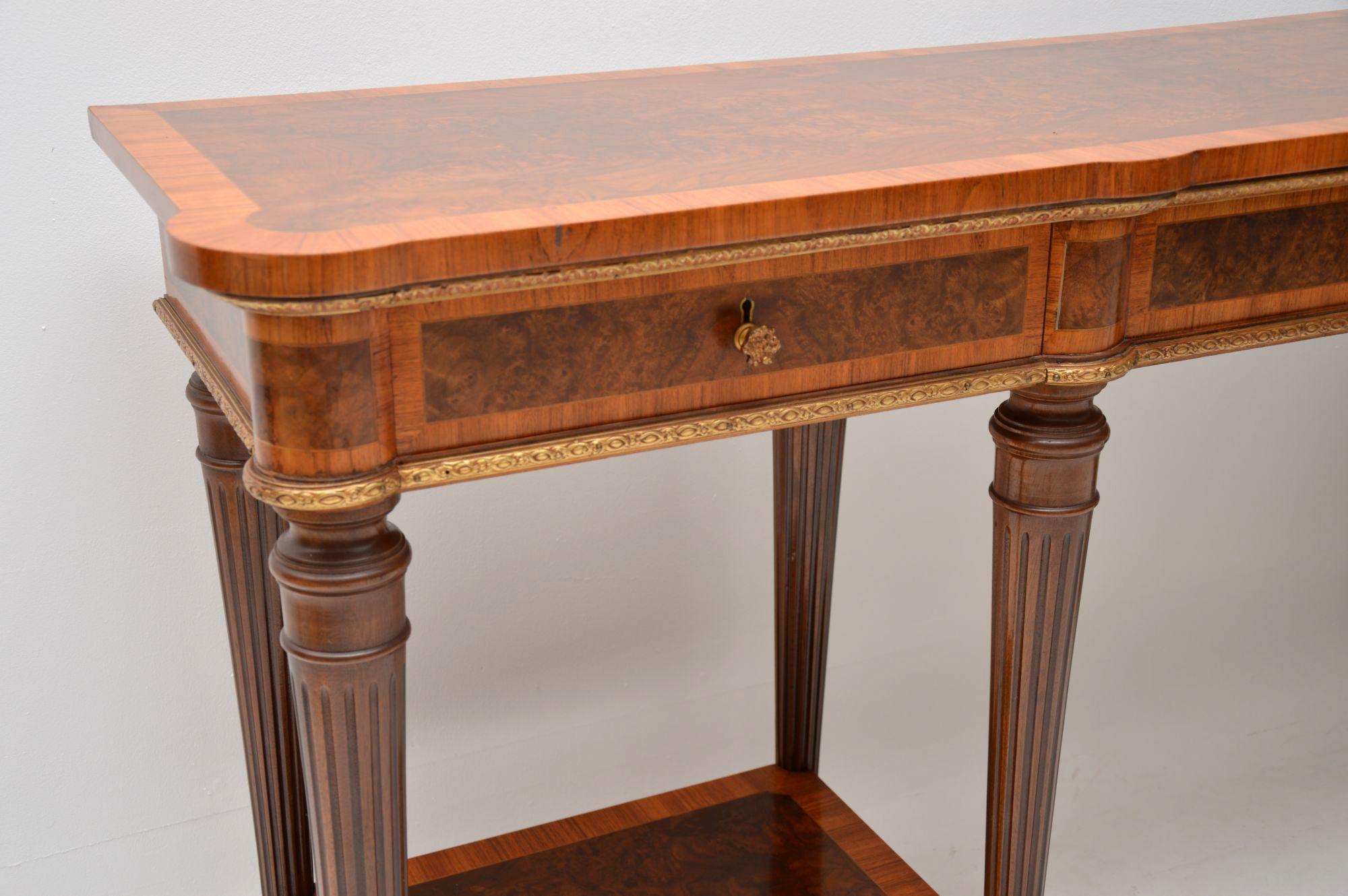 Very Large Antique French Burr Walnut Console Table In Good Condition In London, GB