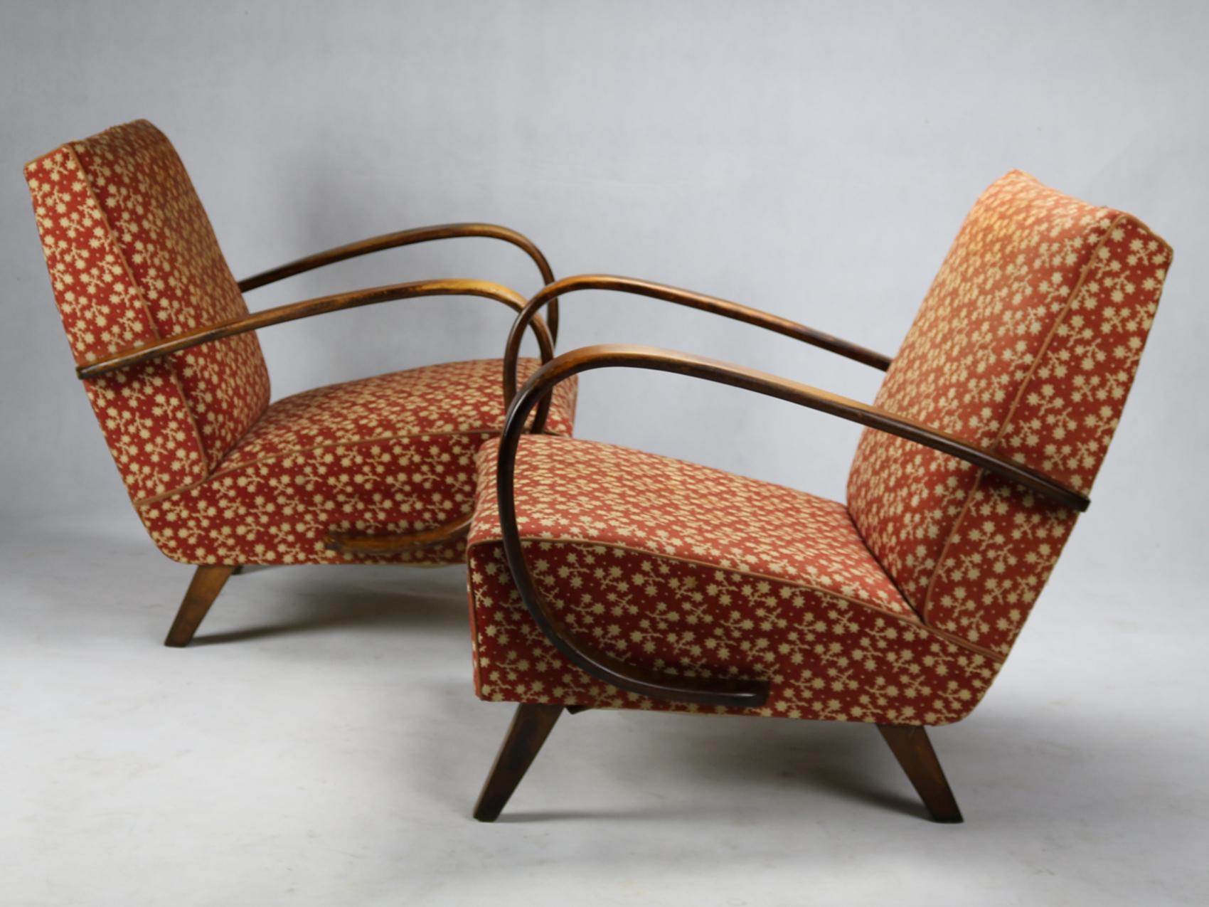 Czech Lounge Chairs by Jindrich Halabala for UP Zavody Brno, 1930s
