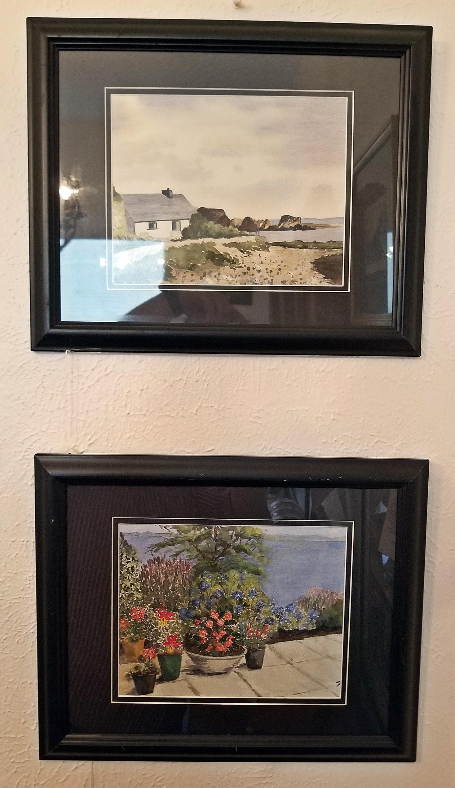 Hand-Painted Irish Watercolor by M MacLoughlin of Still Life Plants For Sale