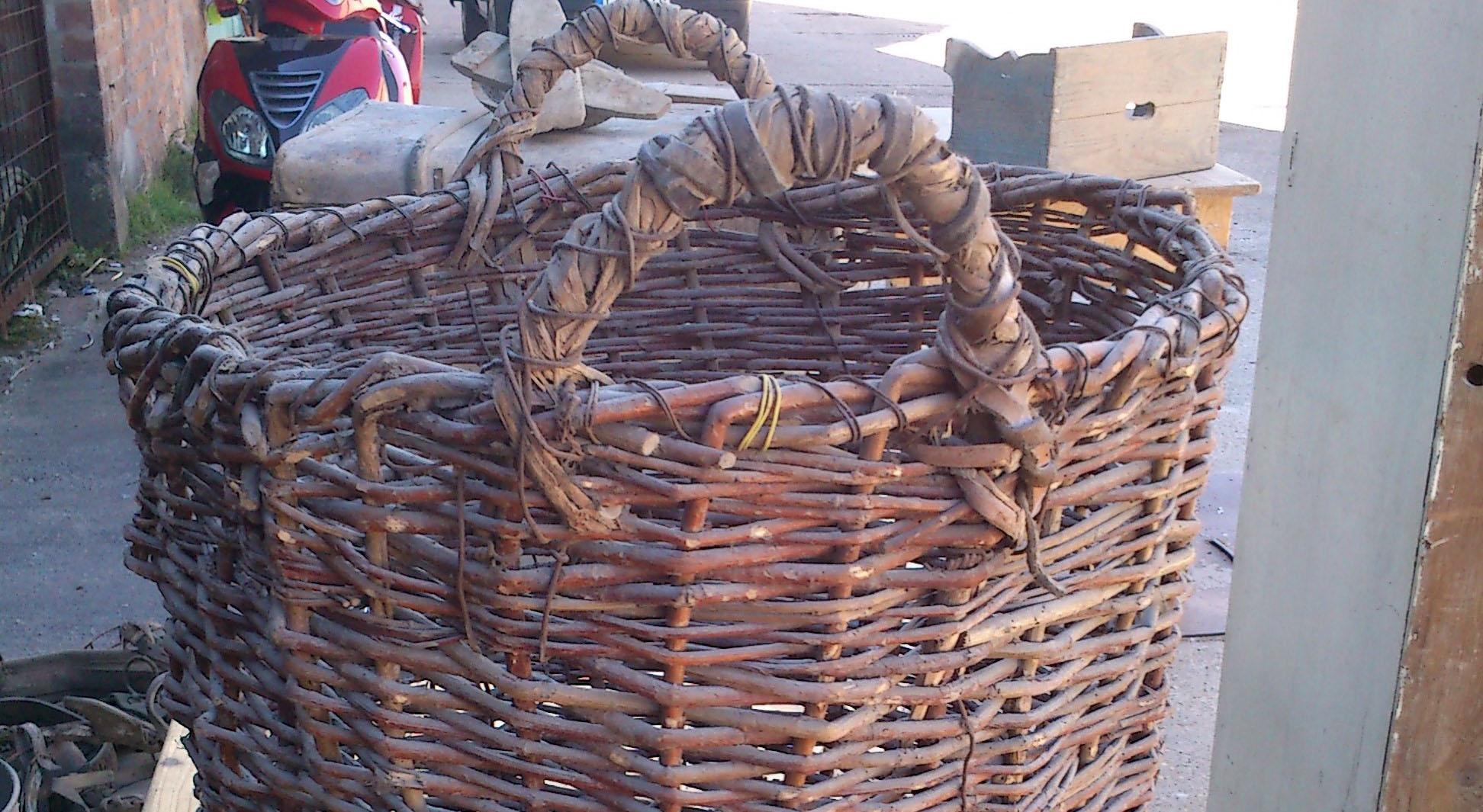 Rustic 1900s Antique Basket with Handles from a Small Town in Hungary