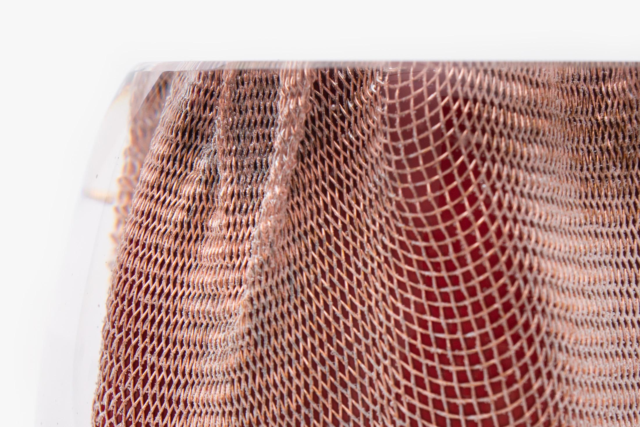 Glass and Copper Mesh Vase by Omer Arbel for OAO Works, Rust In New Condition In Vancouver, British Columbia