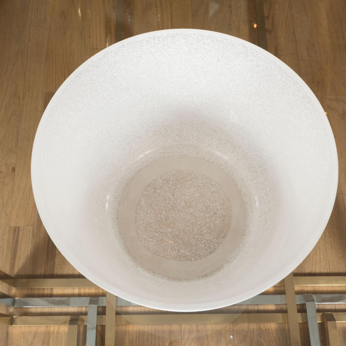 Italian White Scavo Glass Bowl