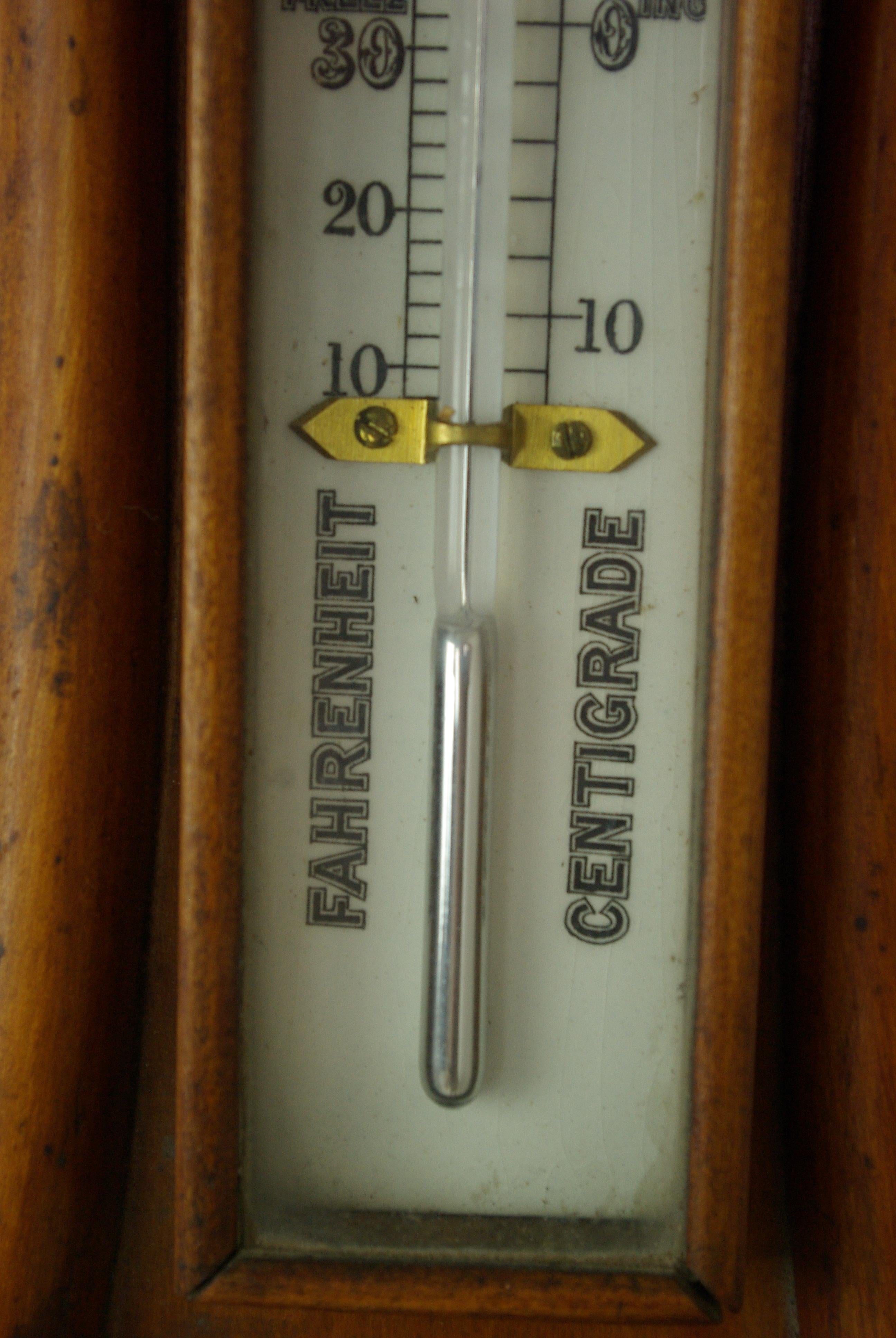 Hand-Crafted Antique Barometer, Aneroid Barometer, Decorative Barometer, Carved Walnut, B1282