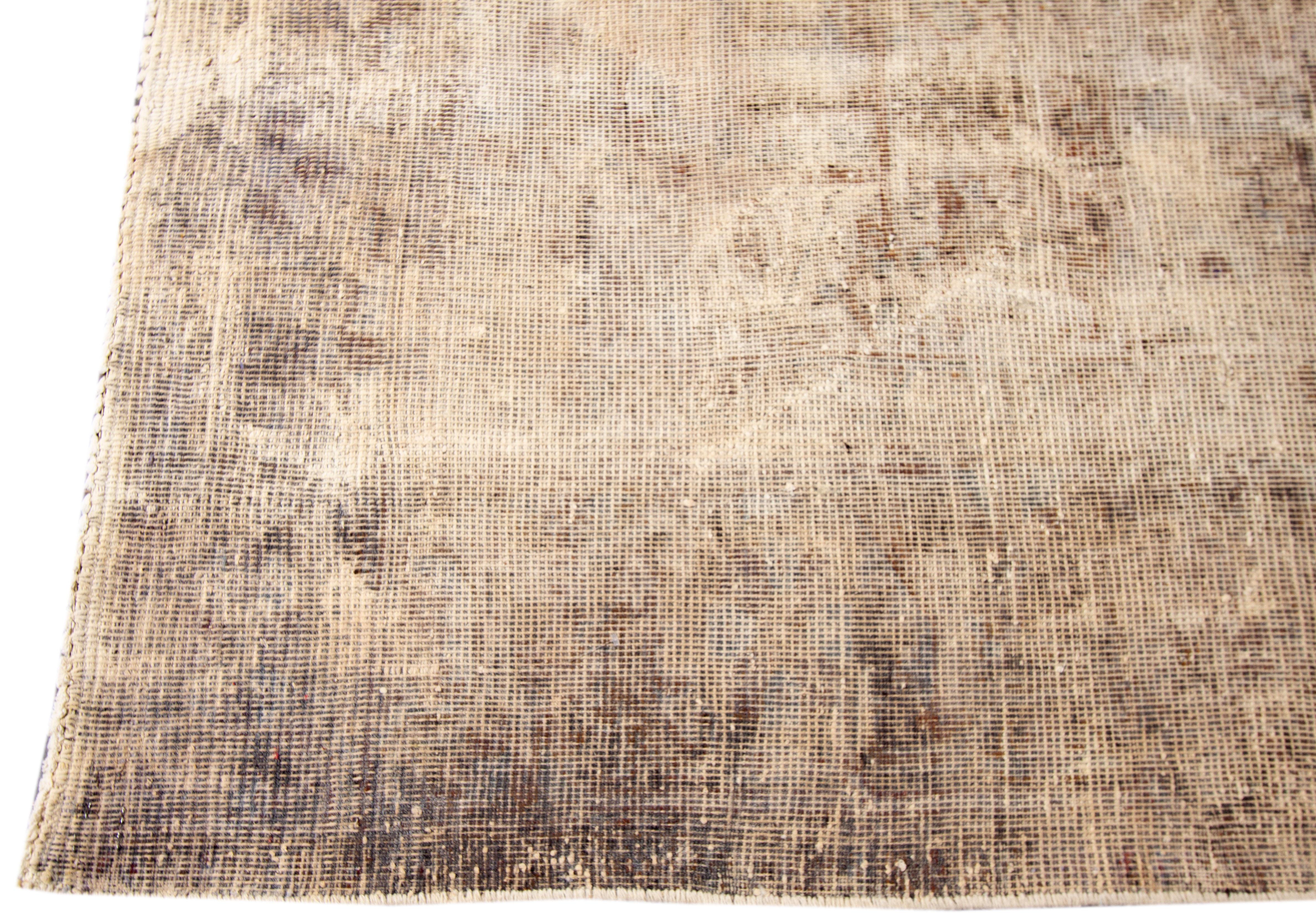 Hand-Knotted Distressed Heriz Rug