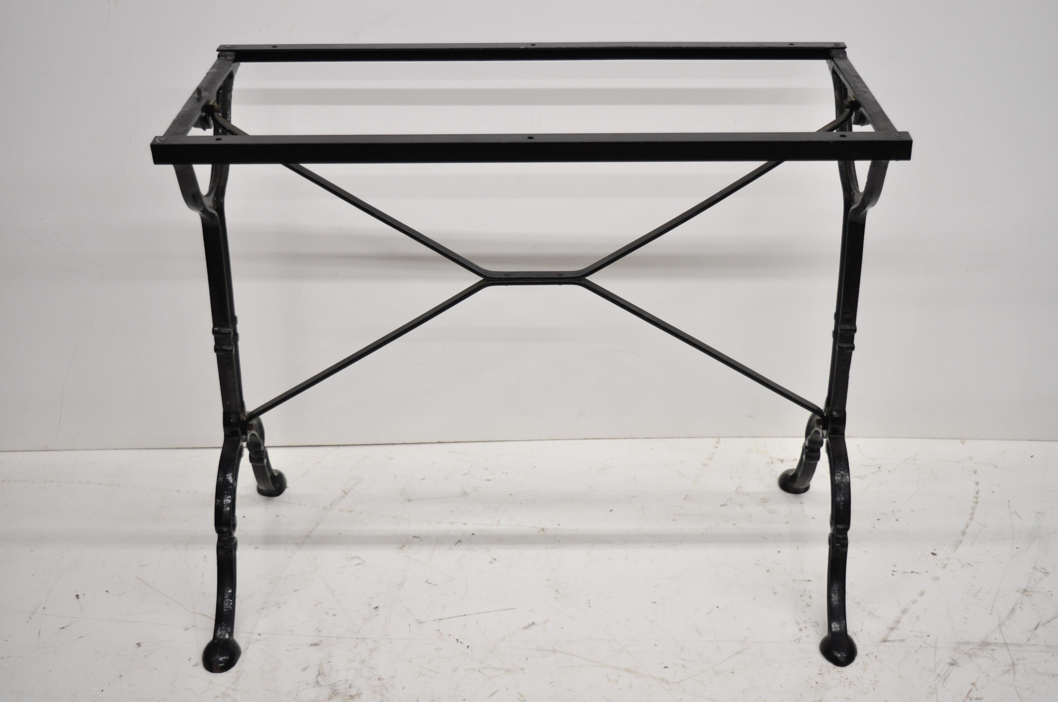 Industrial Cast Iron Marble-Top French Pastry Cafe Bistro Dining Table Desk