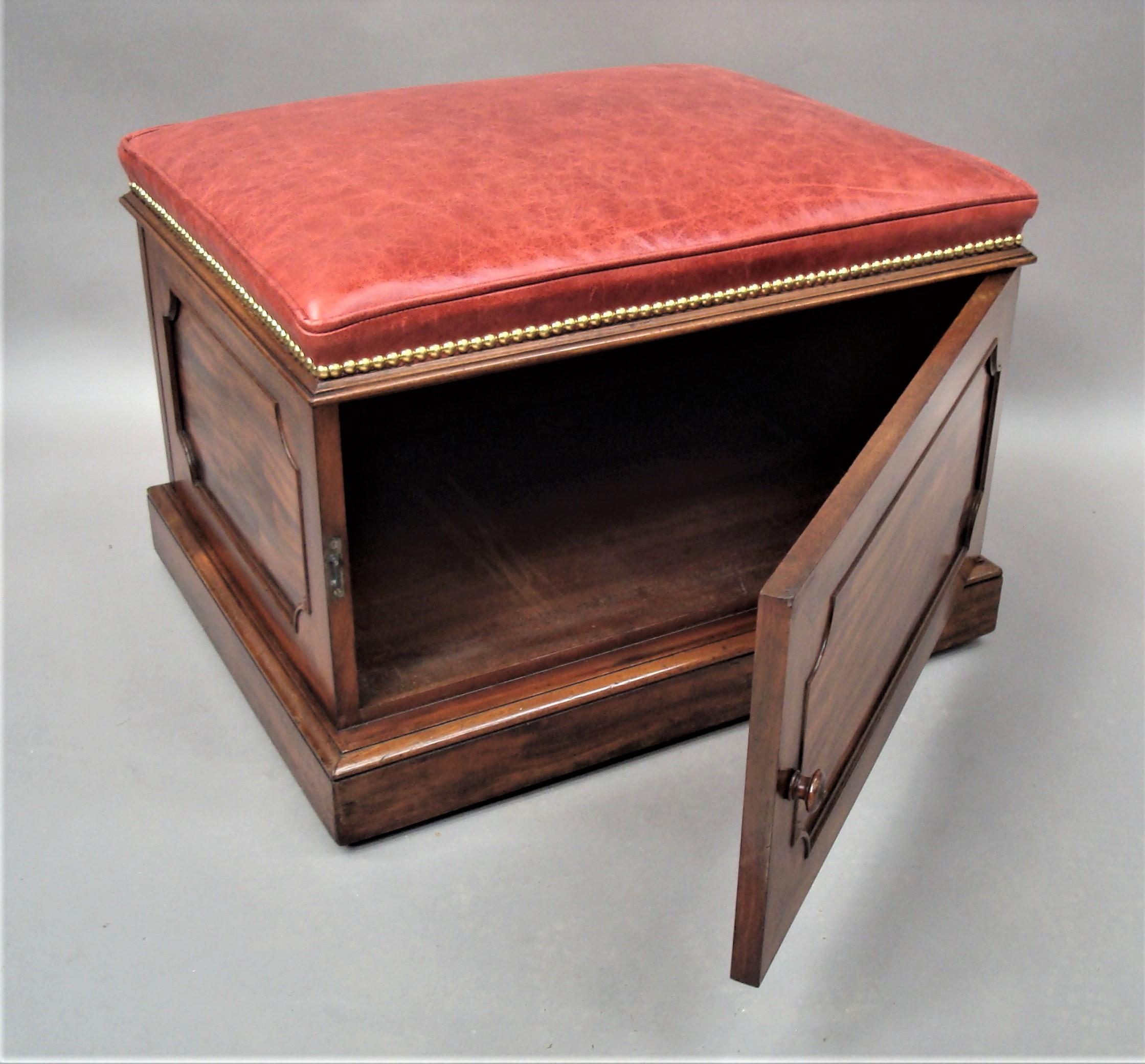 Dyed William IV Mahogany and Leather Box Stool