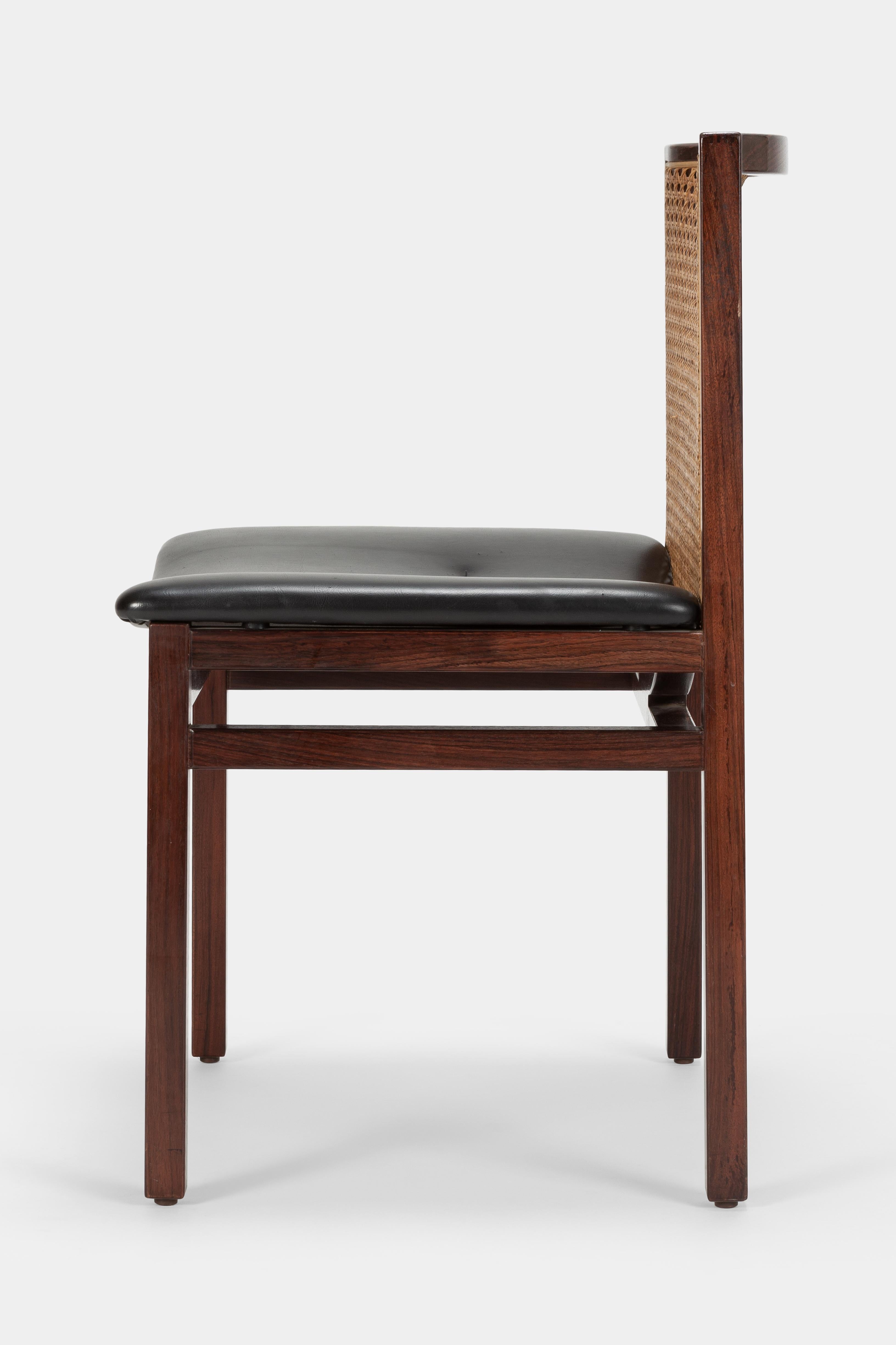 6 Tito Agnoli Rosewood Dining Room Chairs La Linea, 1960s In Good Condition In Basel, CH