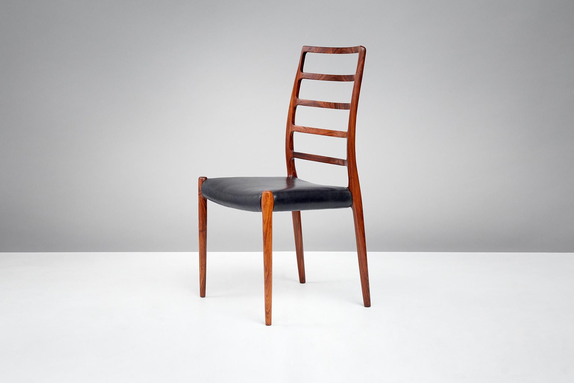 Niels Møller Model 82 Danish Rosewood Dining Chairs, circa 1970 In Excellent Condition In London, GB