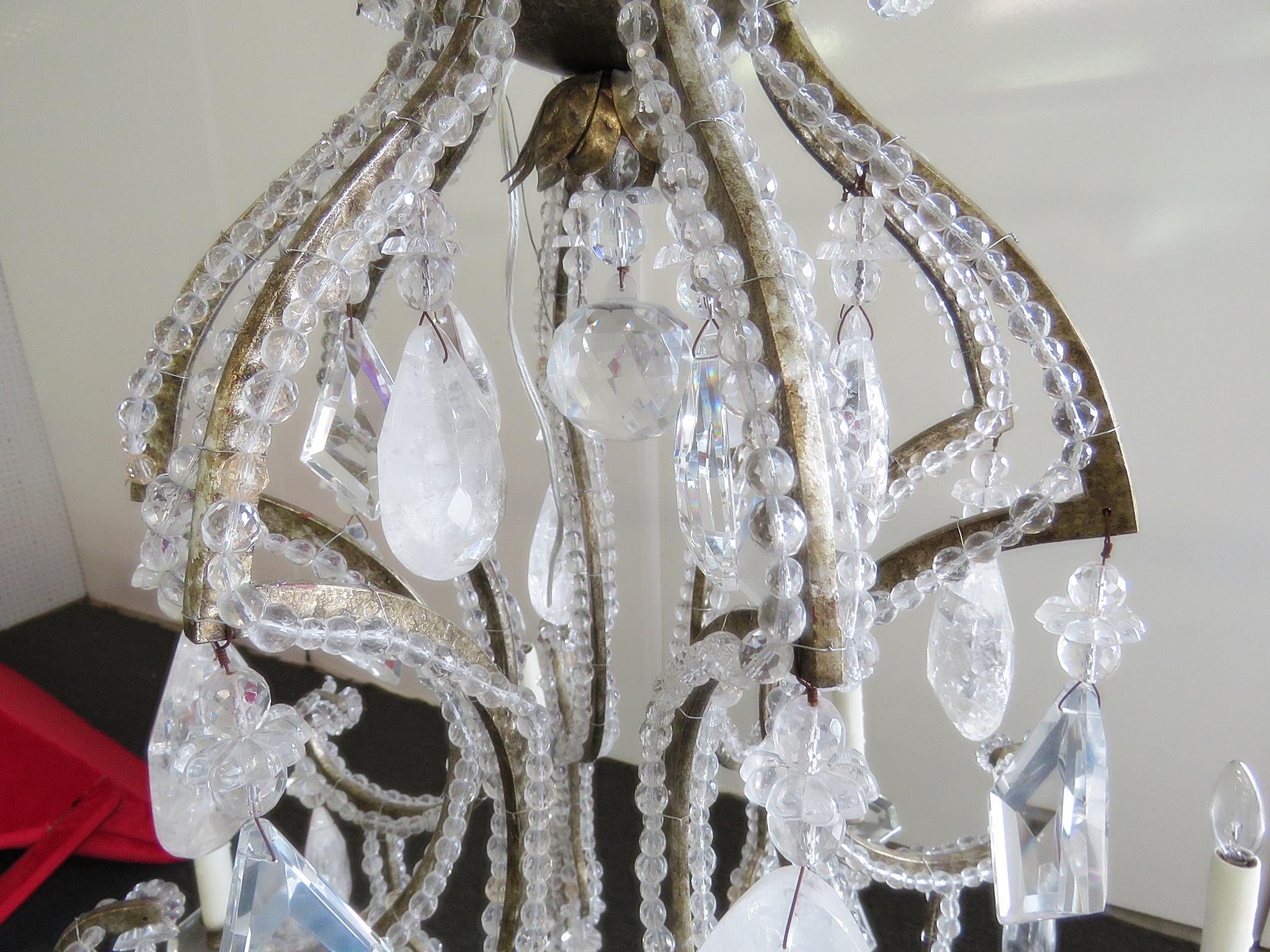 Tall French Vintage Rock Crystal Birdcage Chandelier Attributed to Bagues In Good Condition In Swedesboro, NJ